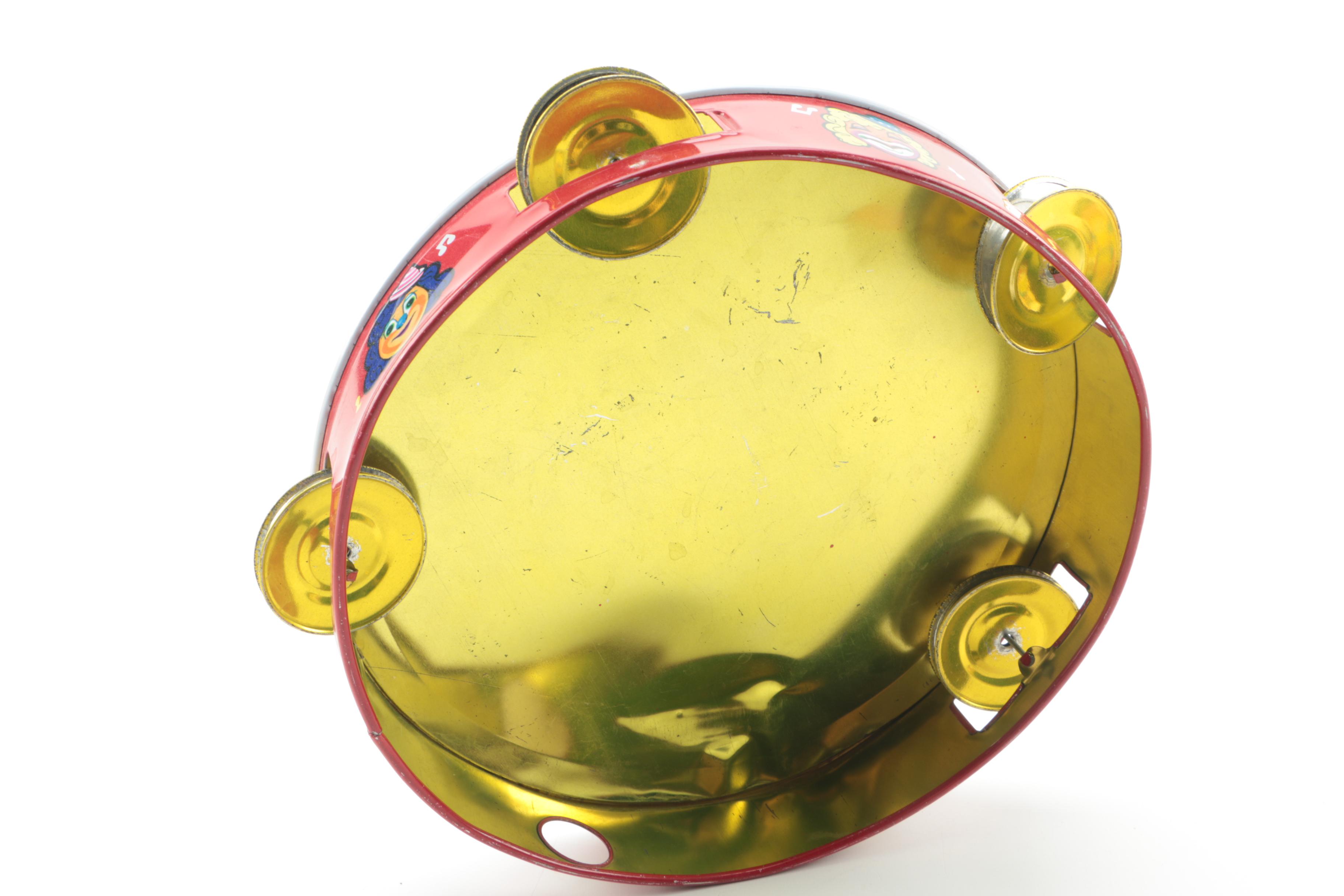 Clown Themed Books, Tamborine and Noise Makers With "Bozo" 45 rpm Record