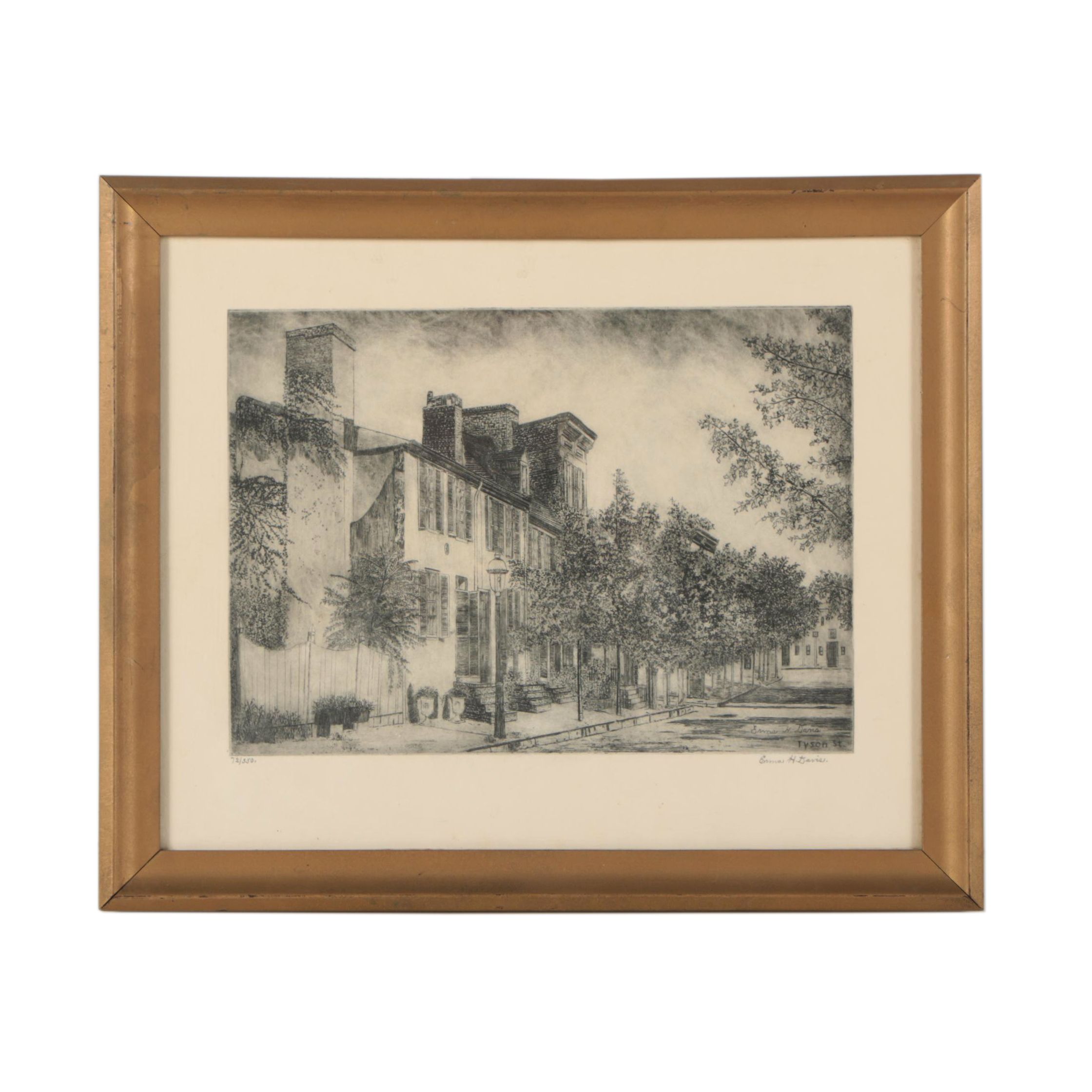 Erma Davis Bates Etching "Tyson St."