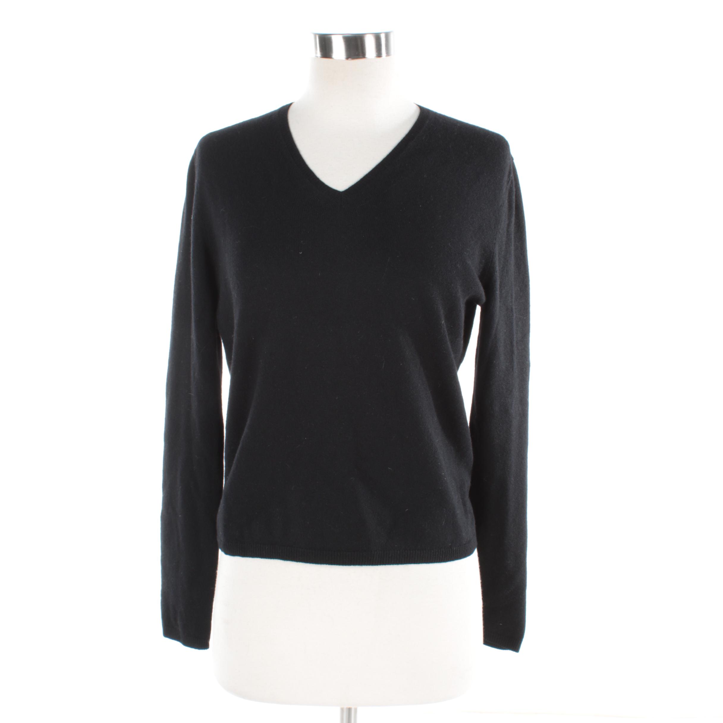 Women's Prada Black Cashmere V-Neck Sweater