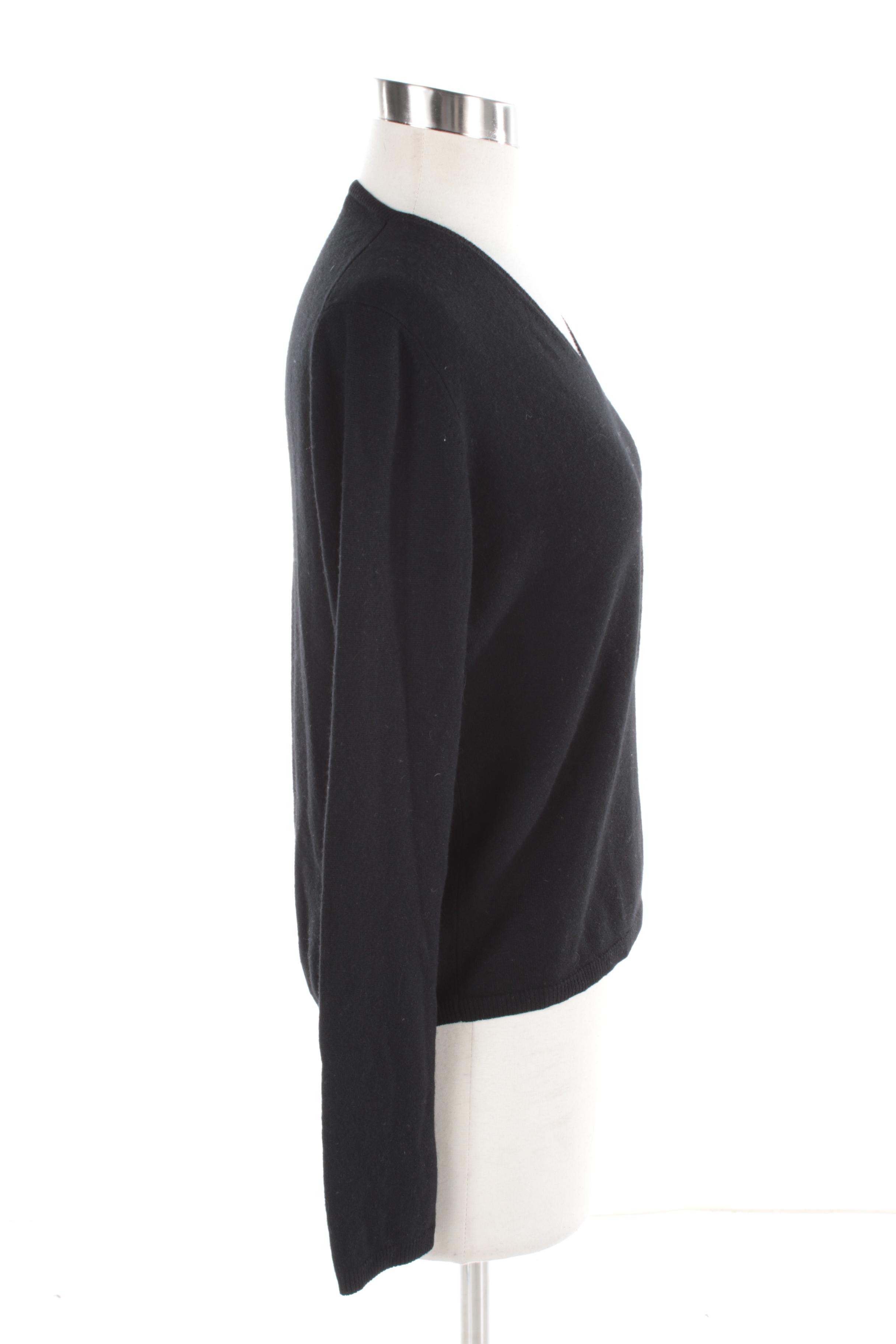 Women's Prada Black Cashmere V-Neck Sweater