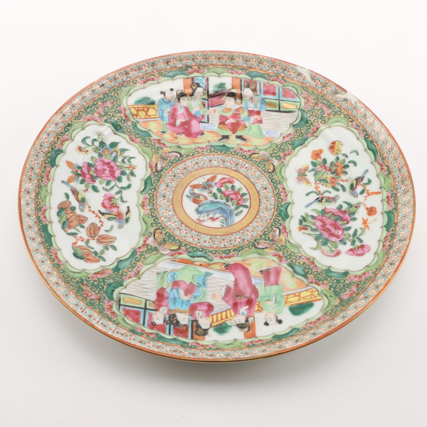 Antique Chinese Rose Medallion Porcelain Plate