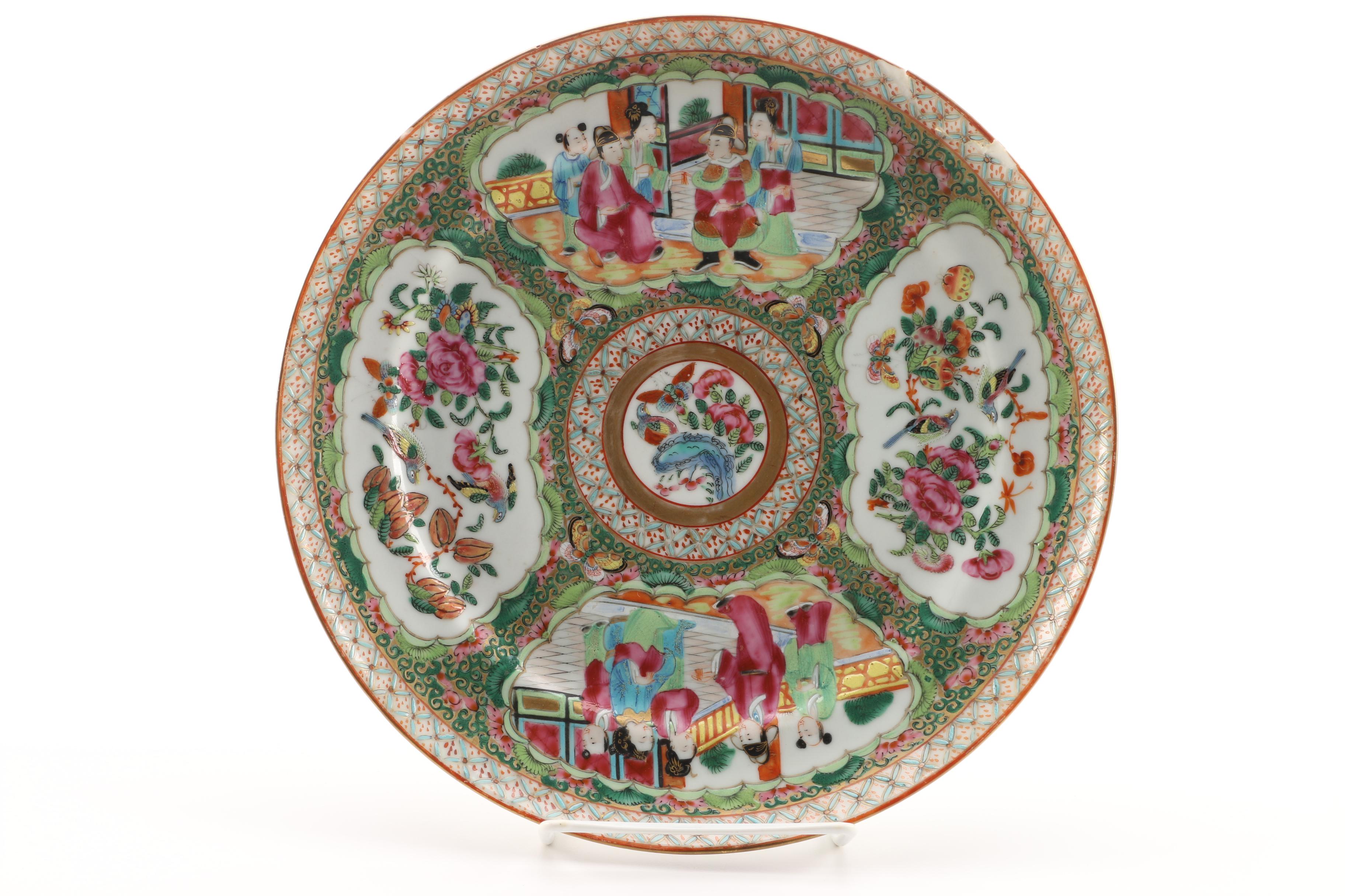 Antique Chinese Rose Medallion Porcelain Plate