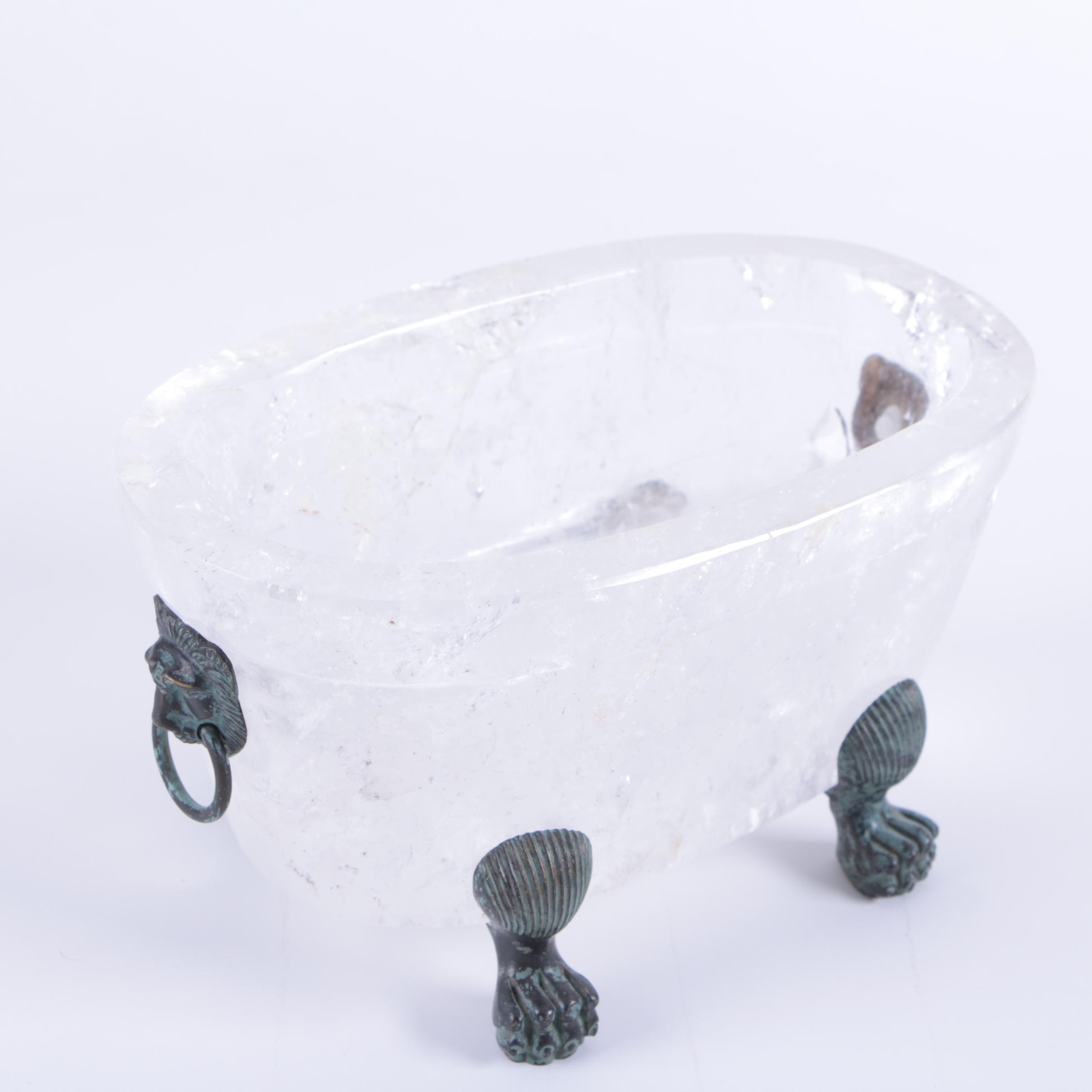 Fine Replica Rock Crystal and Bronze Footed Bowl