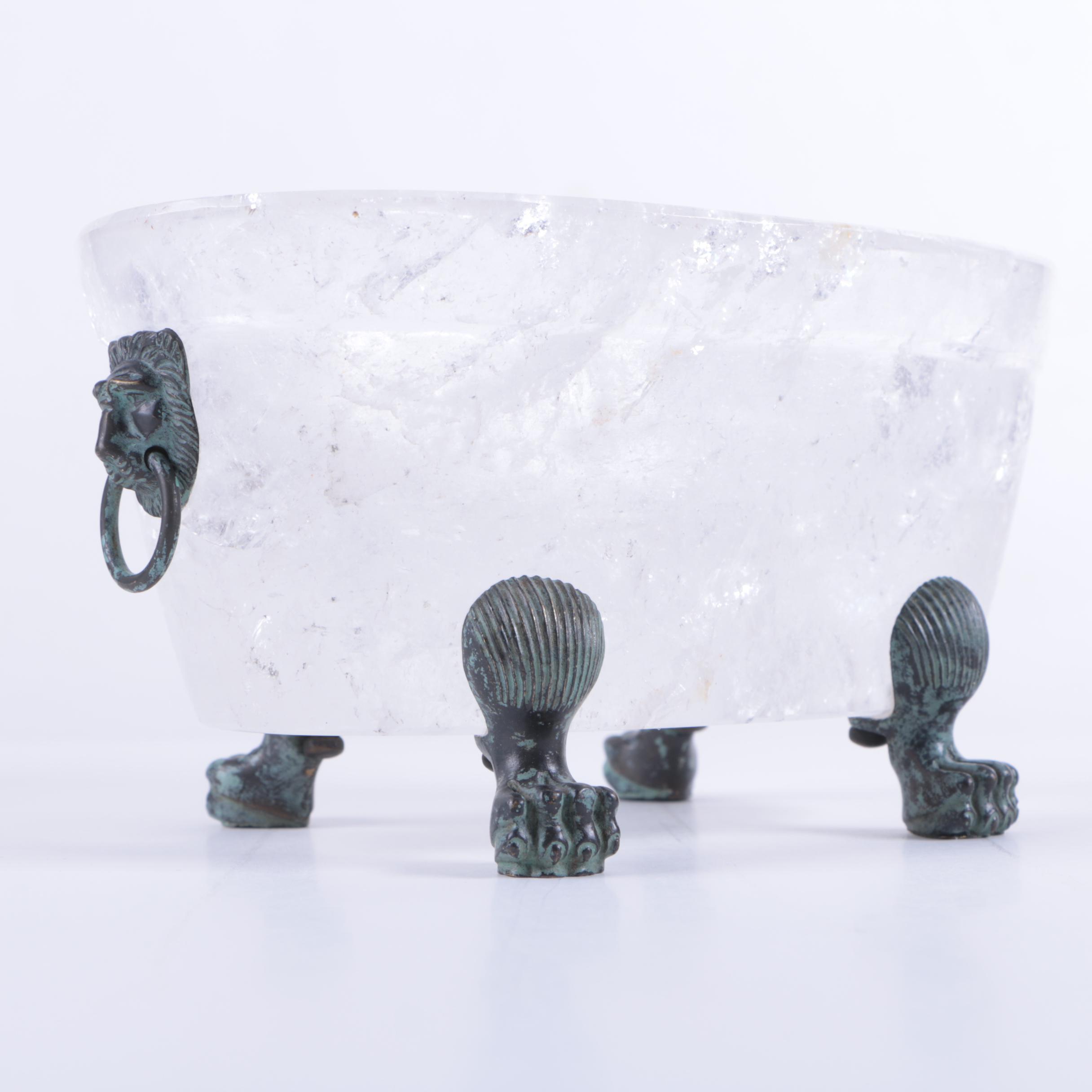 Fine Replica Rock Crystal and Bronze Footed Bowl