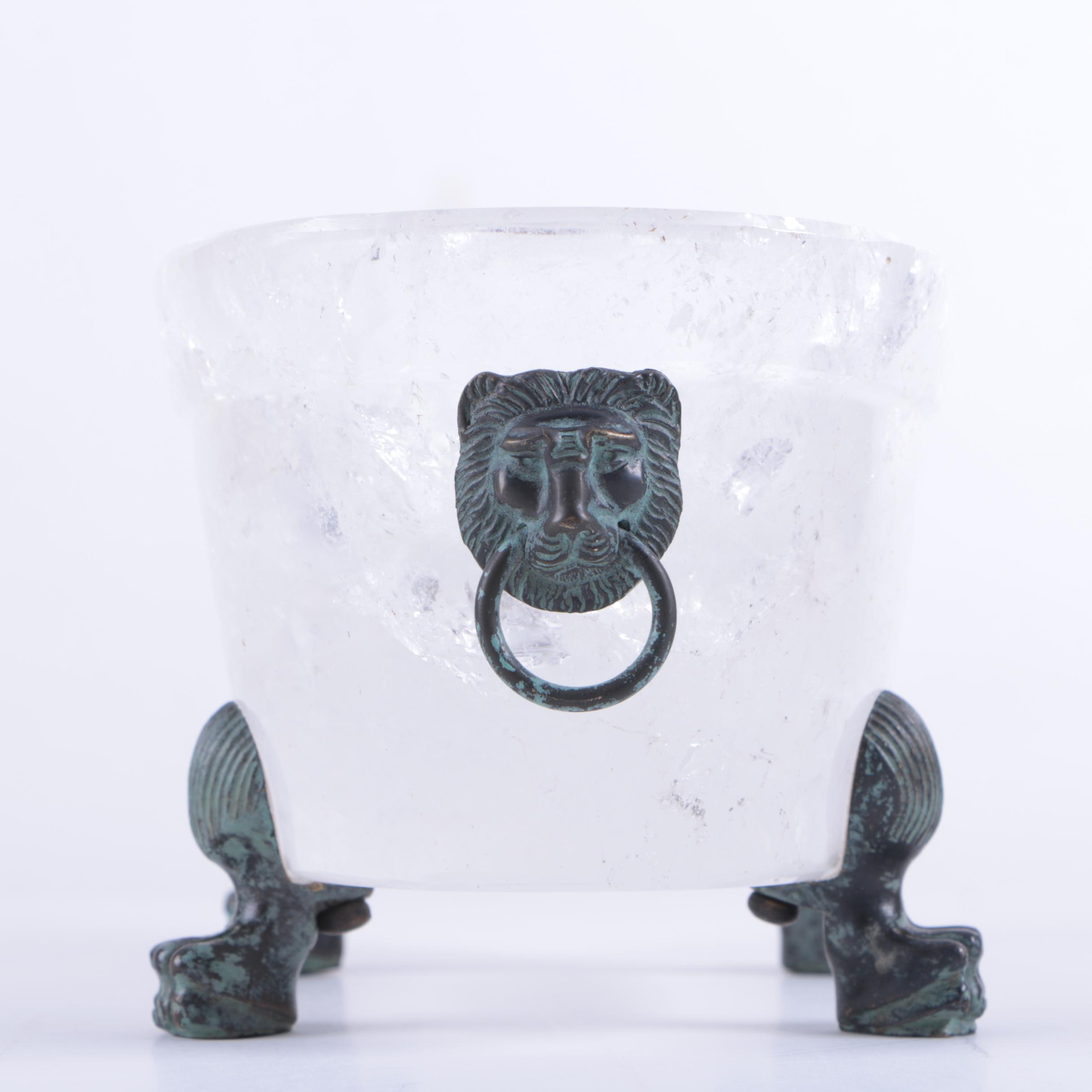 Fine Replica Rock Crystal and Bronze Footed Bowl
