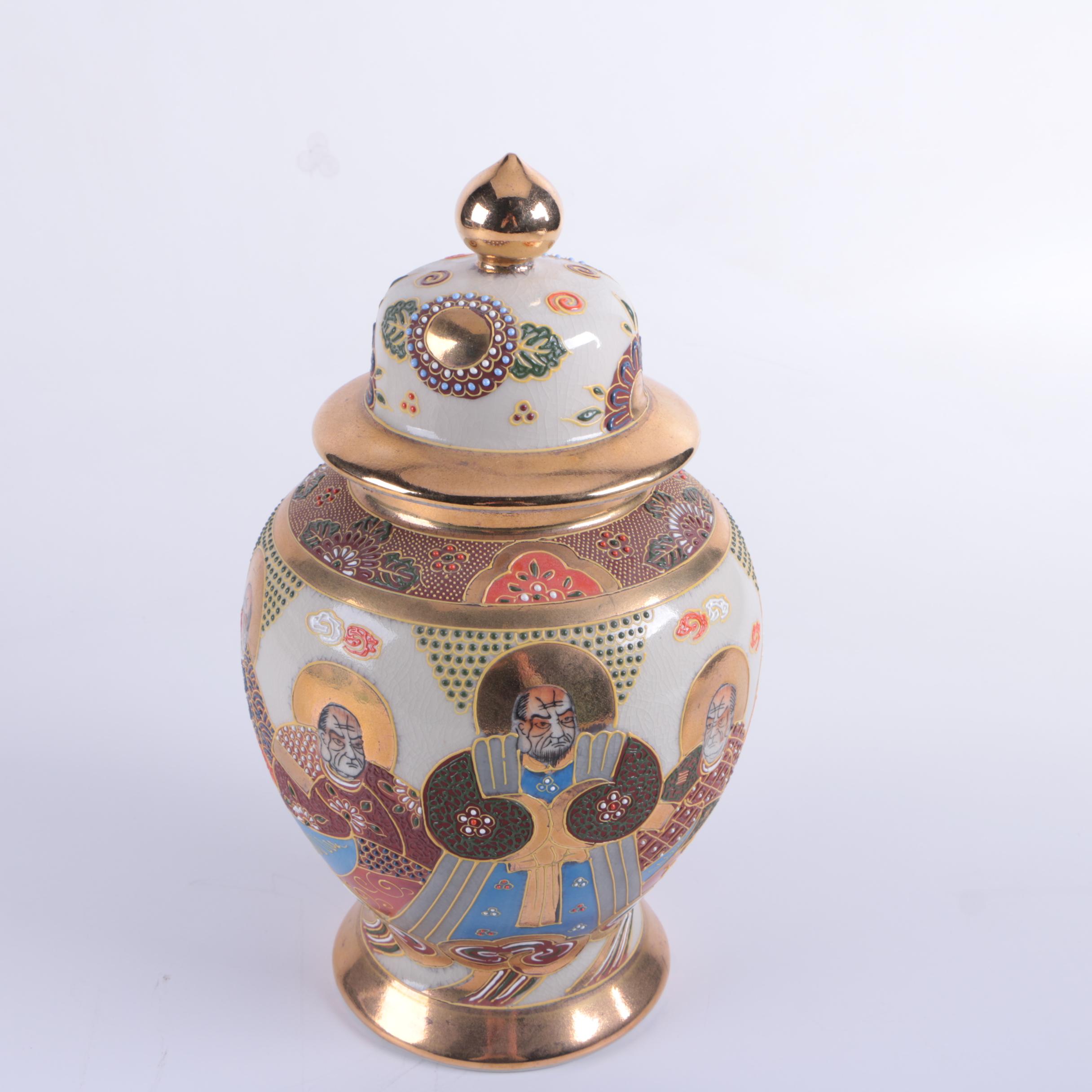 Japanese Meito Export Satsuma Lidded Jar