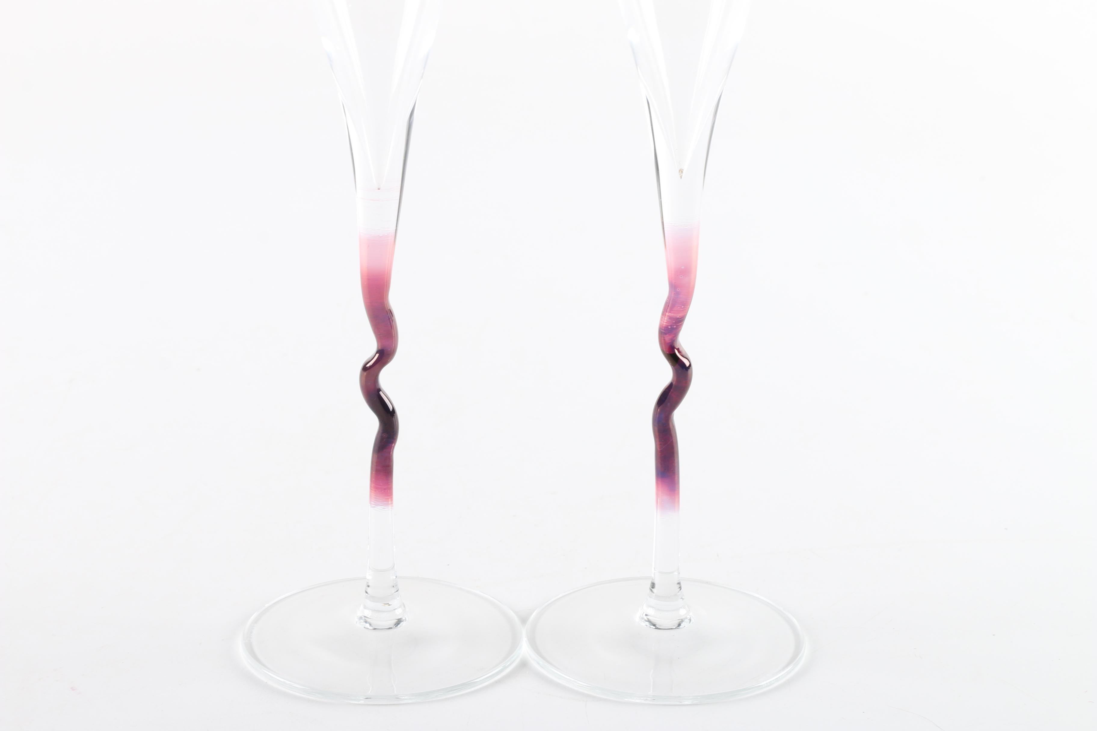 Collection of Five Crystal Champagne Flutes