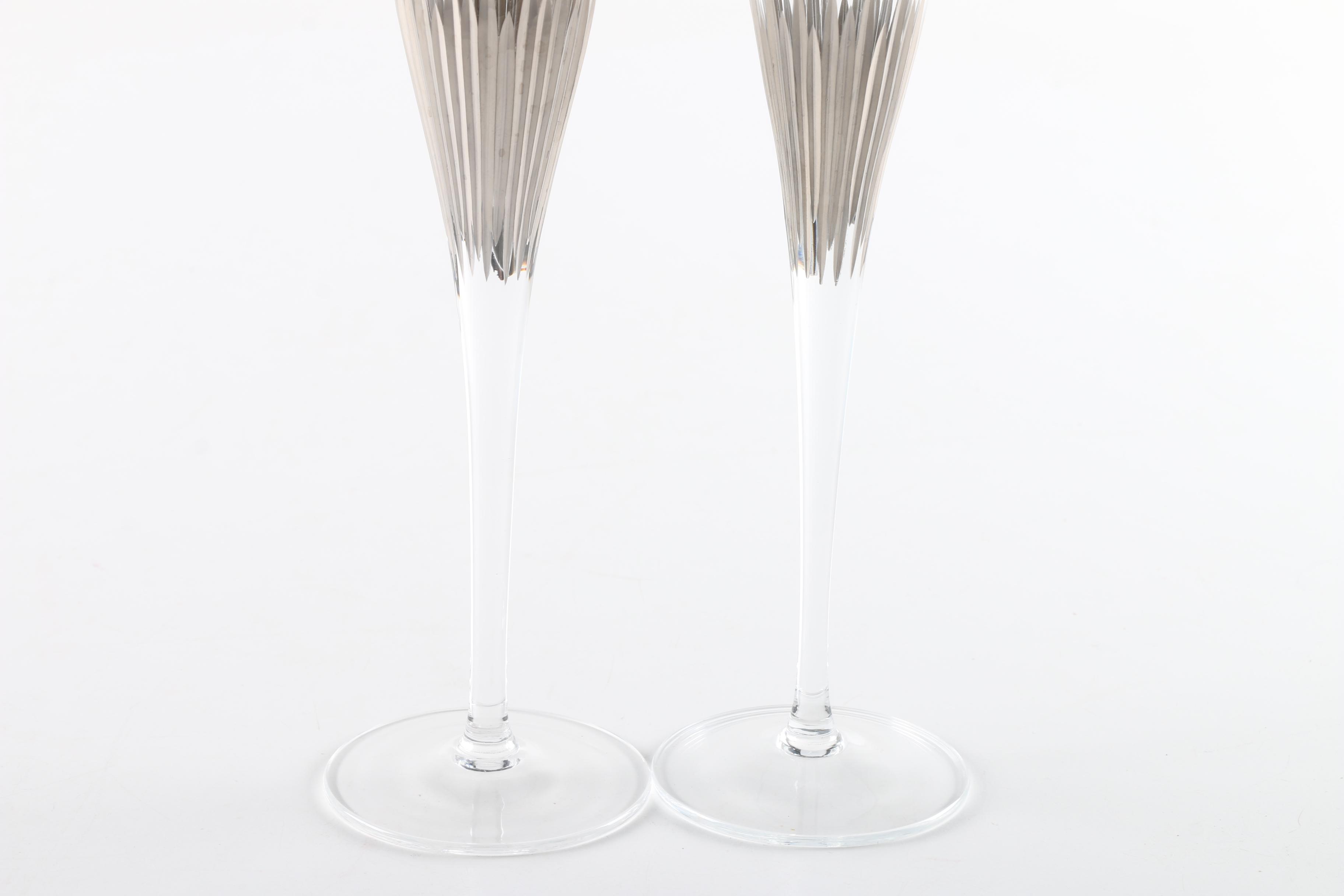 Collection of Five Crystal Champagne Flutes