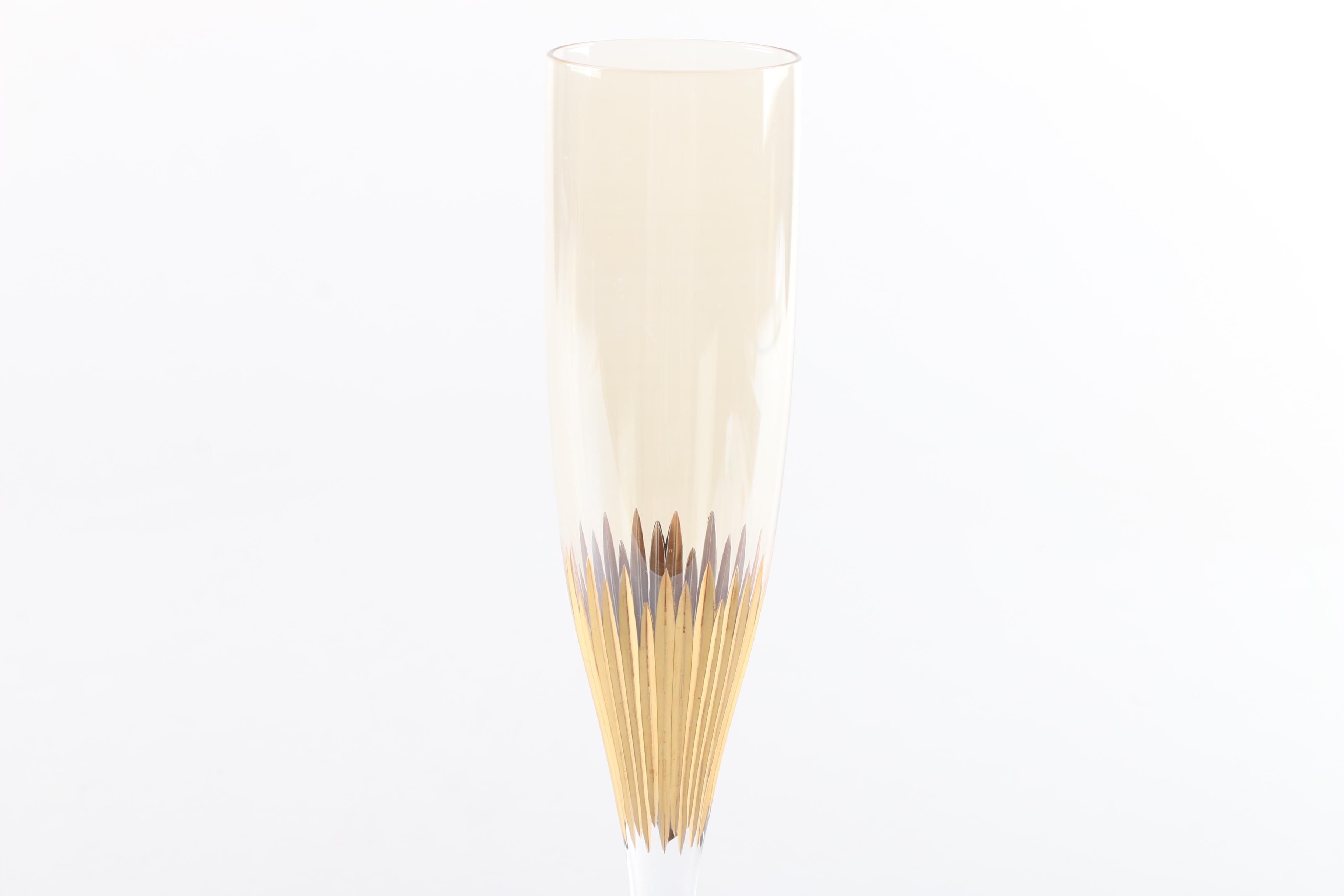 Collection of Five Crystal Champagne Flutes