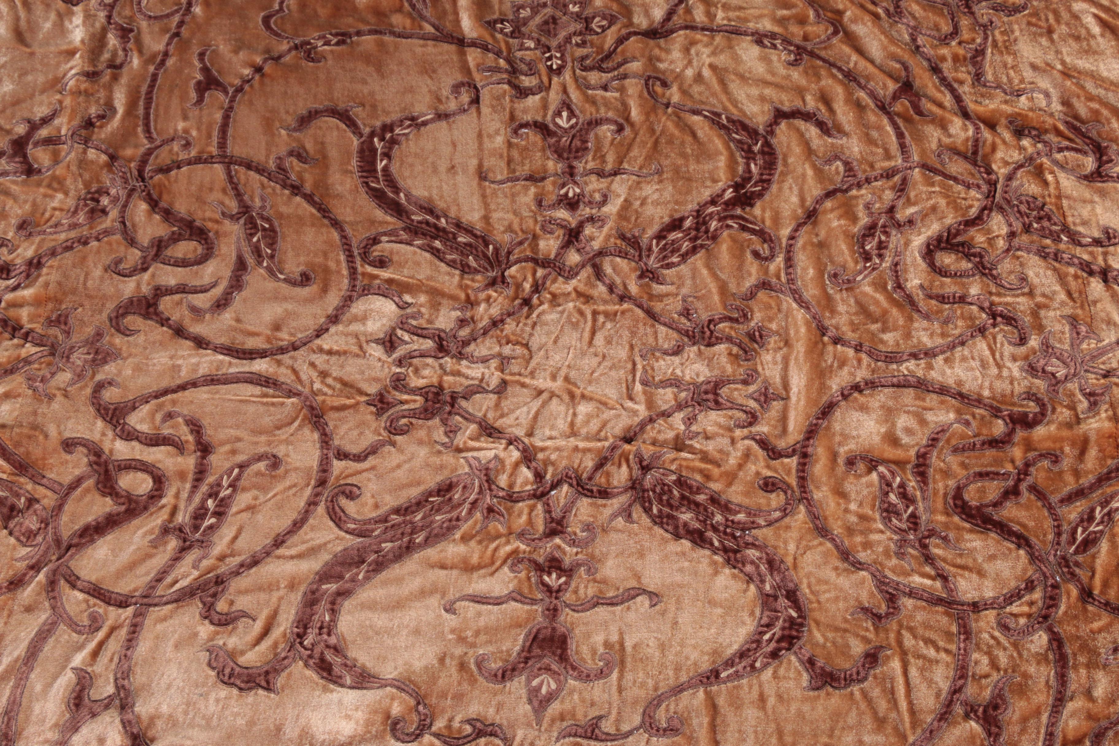 Appliqued Velvet Coverlets and Pillow Shams