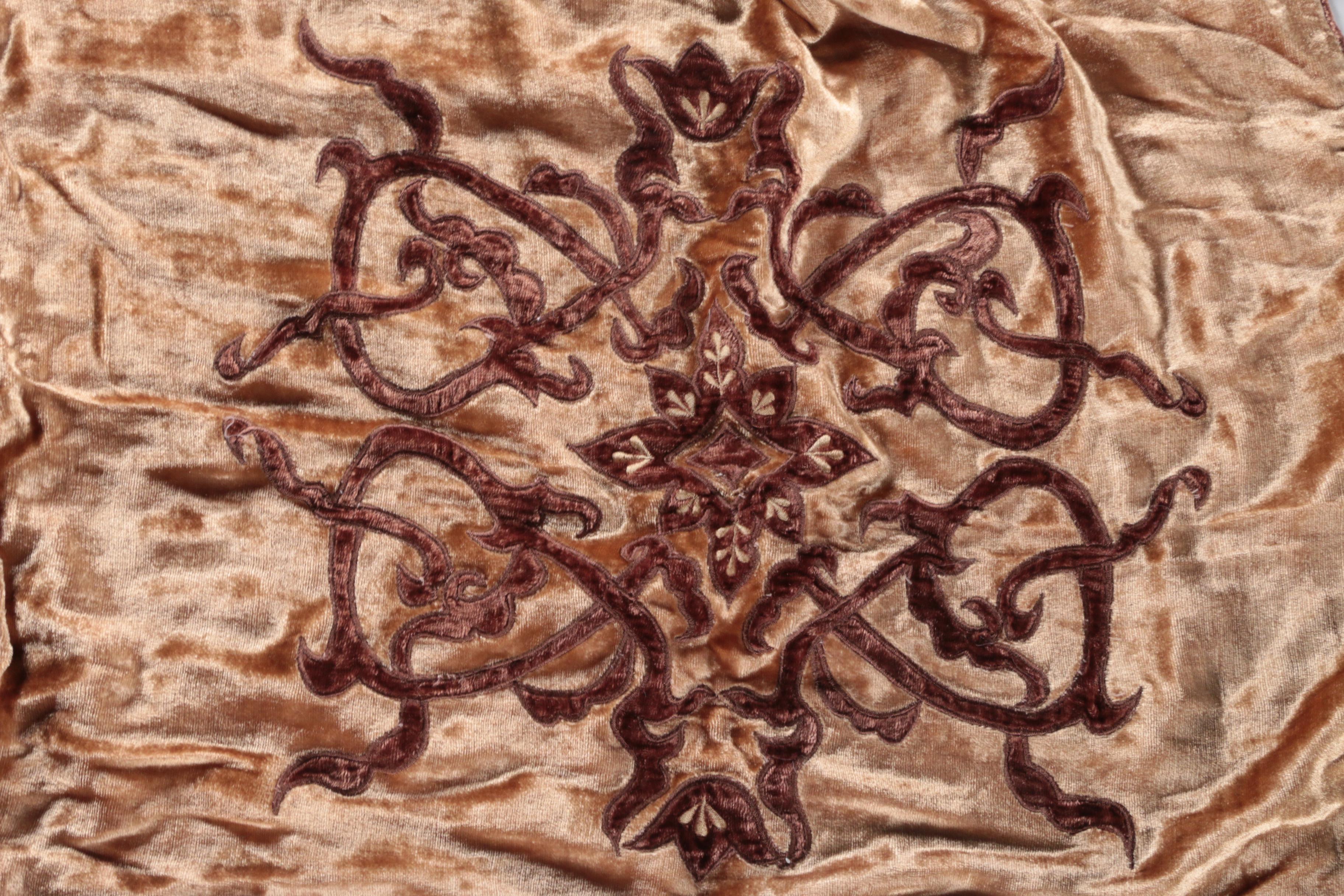 Appliqued Velvet Coverlets and Pillow Shams