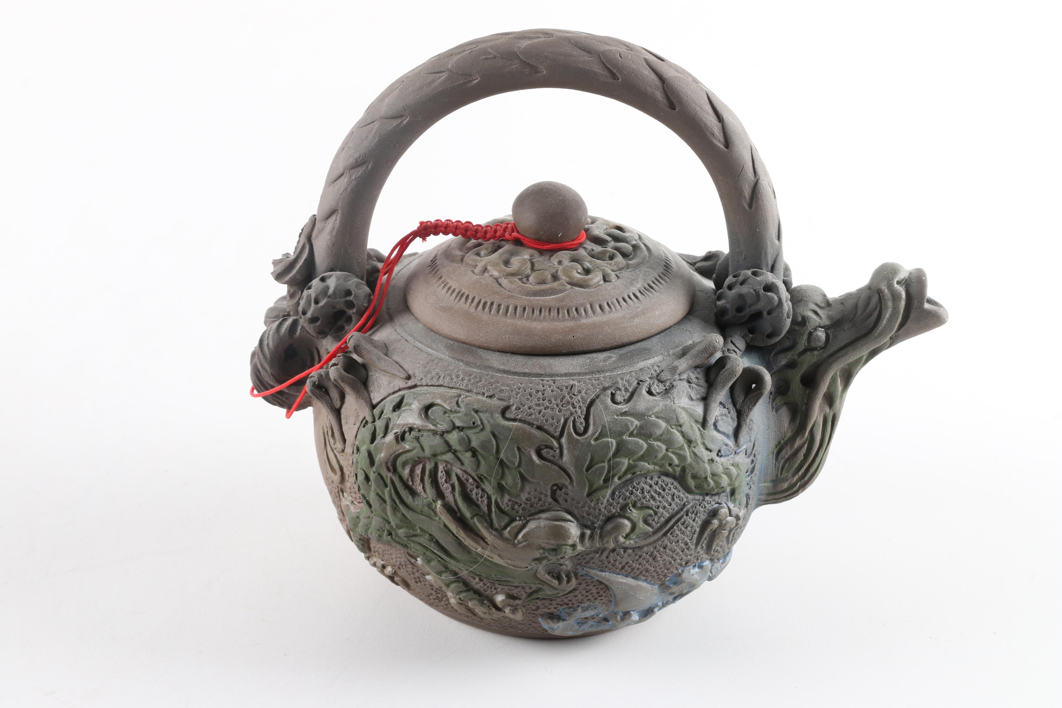 East Asian Ceramic Teapots and Incense Burner