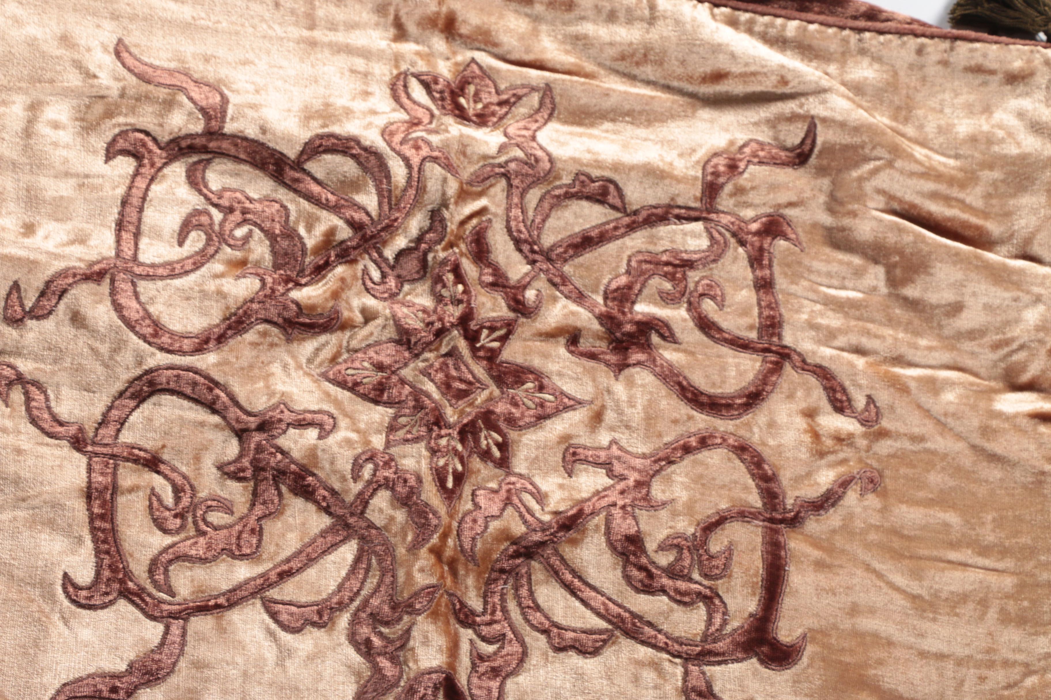 Appliqued Velvet Coverlets and Pillow Shams