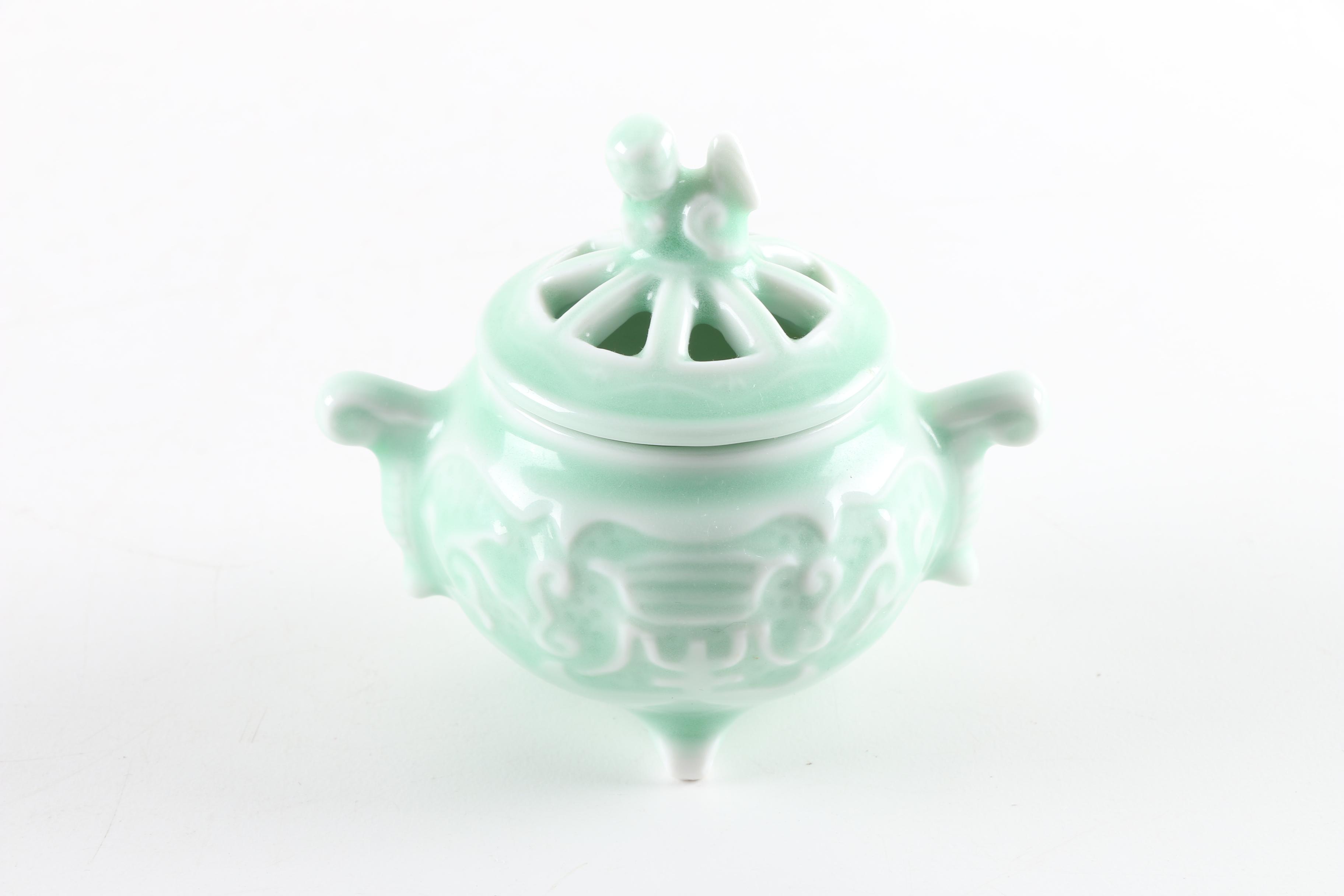East Asian Ceramic Teapots and Incense Burner