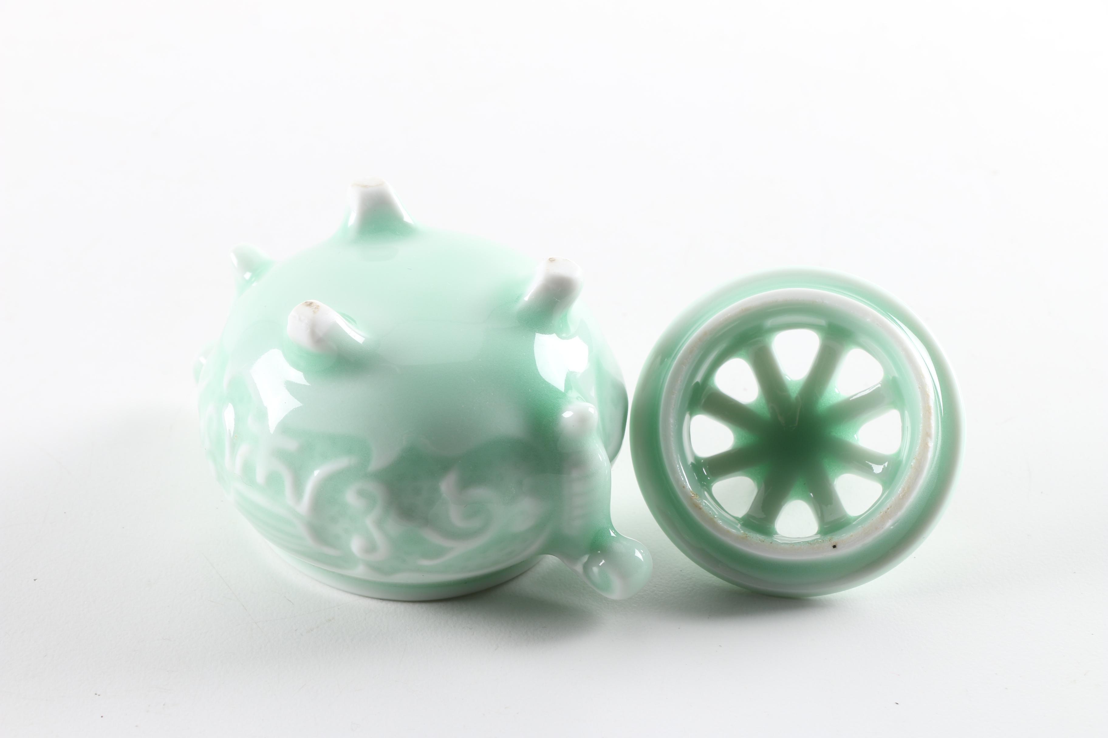 East Asian Ceramic Teapots and Incense Burner