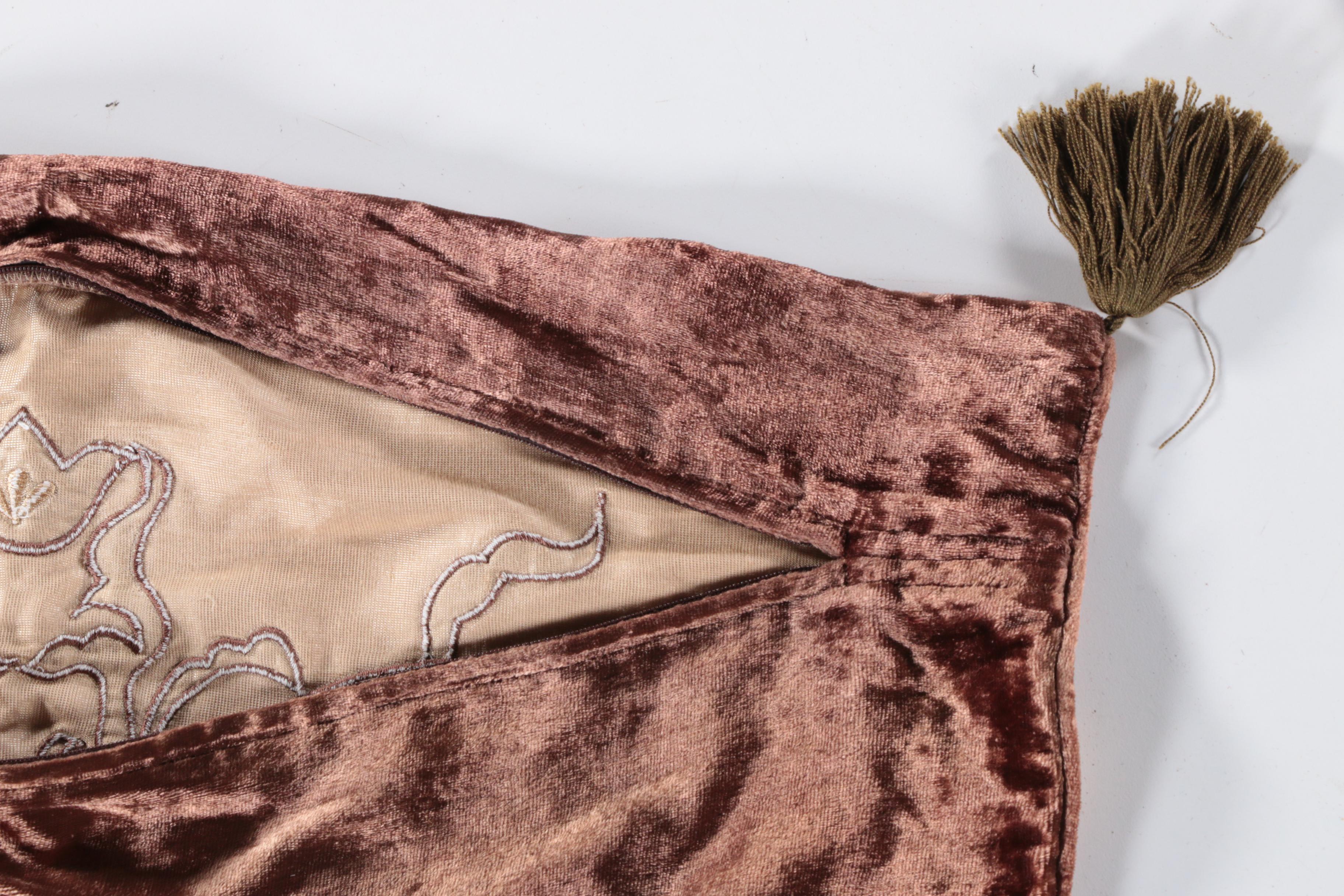 Appliqued Velvet Coverlets and Pillow Shams