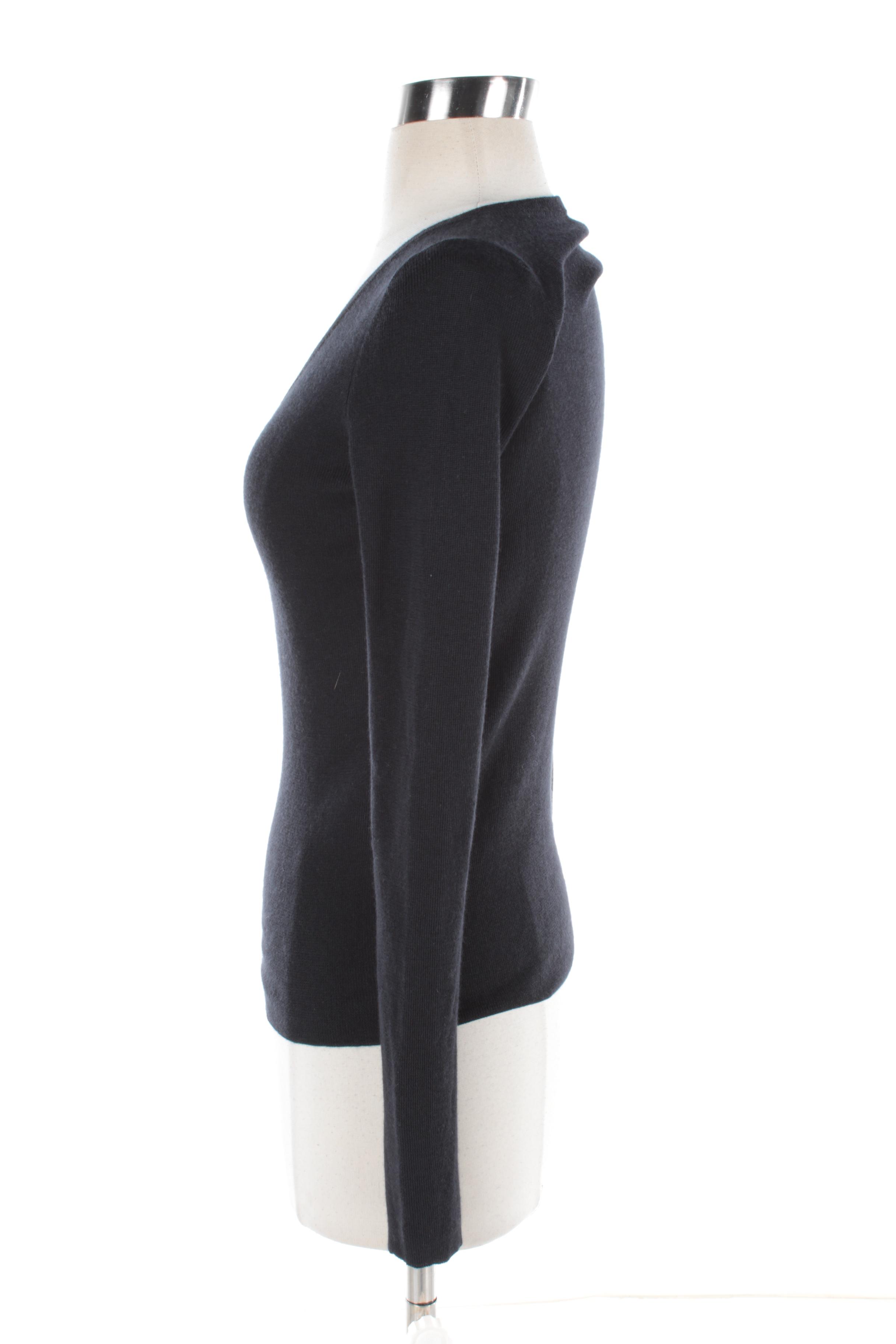 Women's Prada Black Cashmere and Silk Blend V-Neck Sweater