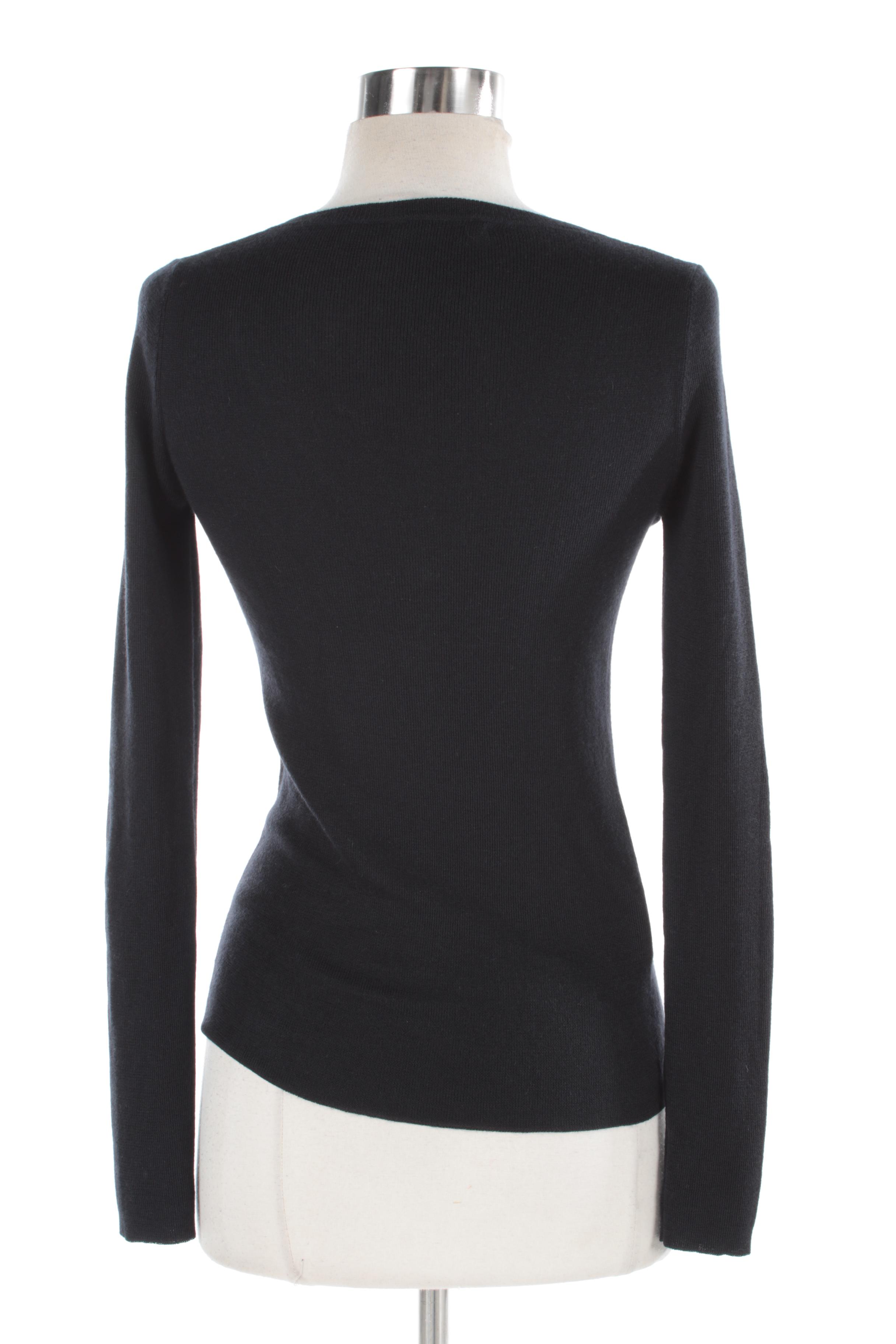 Women's Prada Black Cashmere and Silk Blend V-Neck Sweater