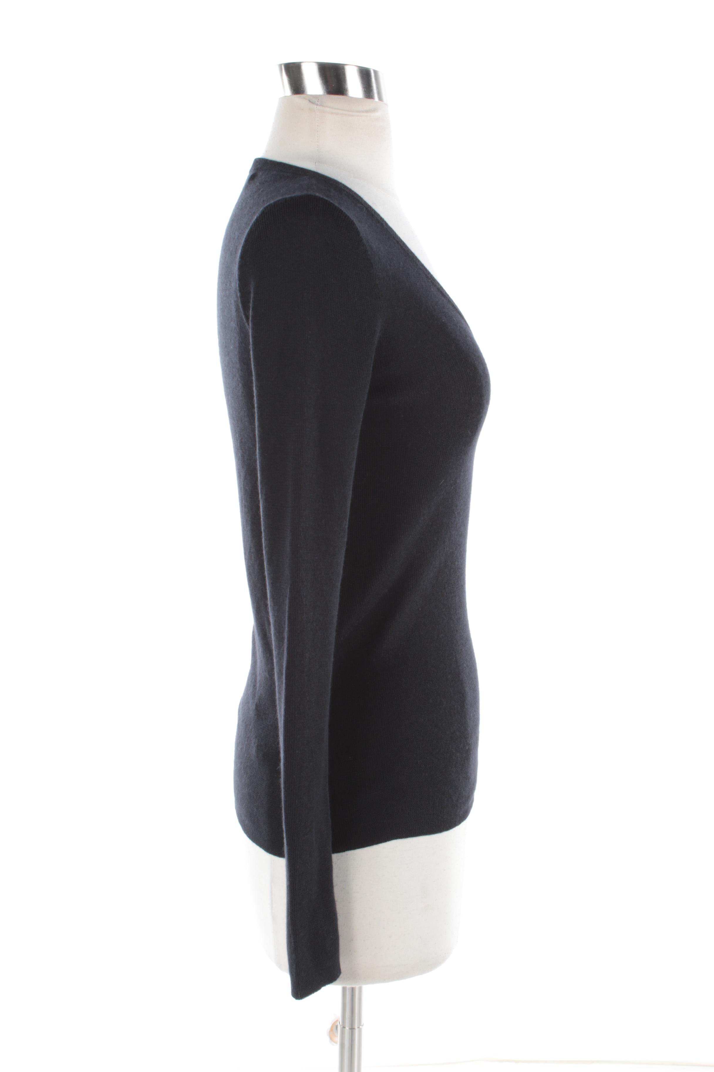 Women's Prada Black Cashmere and Silk Blend V-Neck Sweater