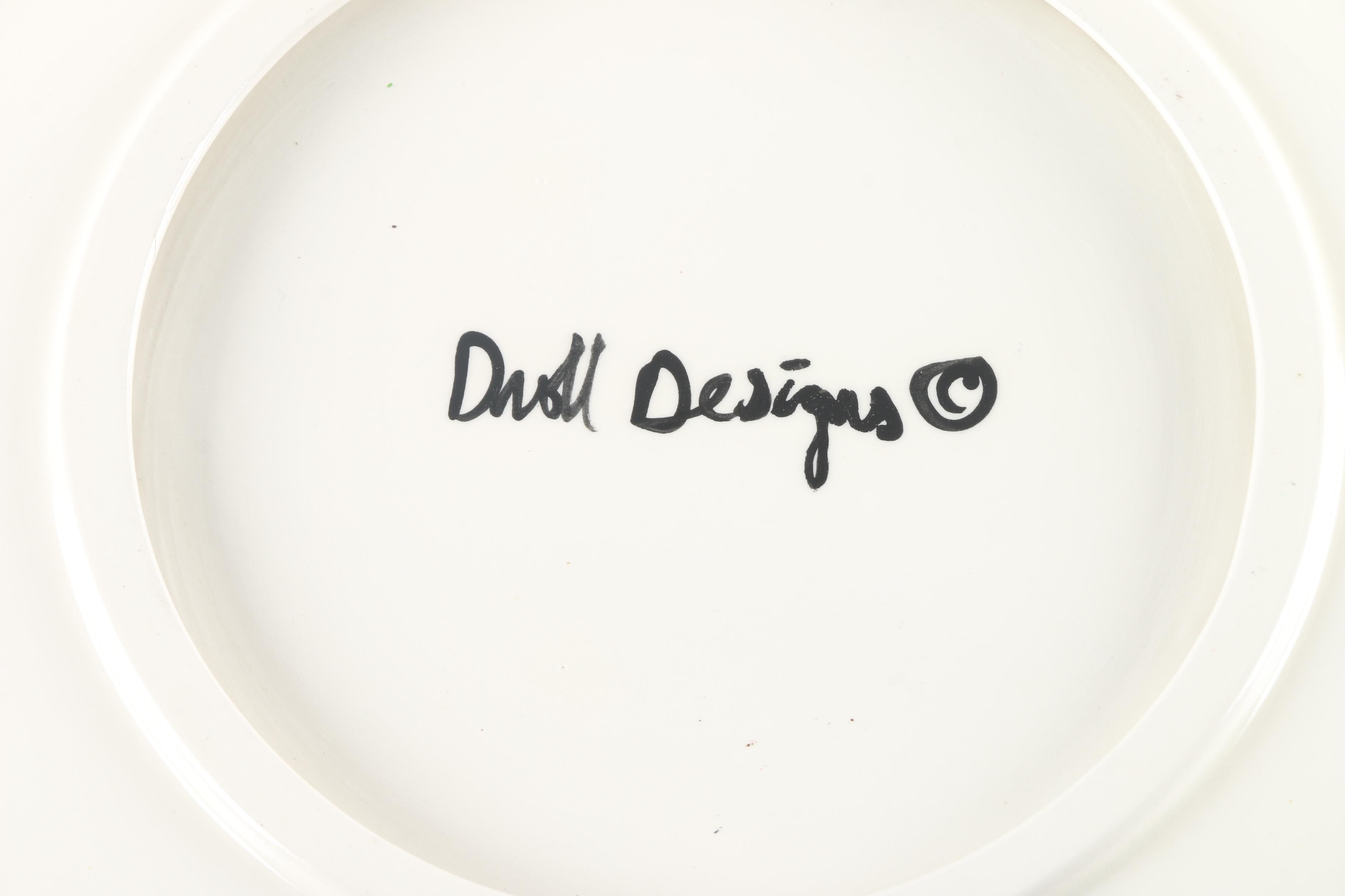 Hand-Painted Droll Designs Ceramic Bowl