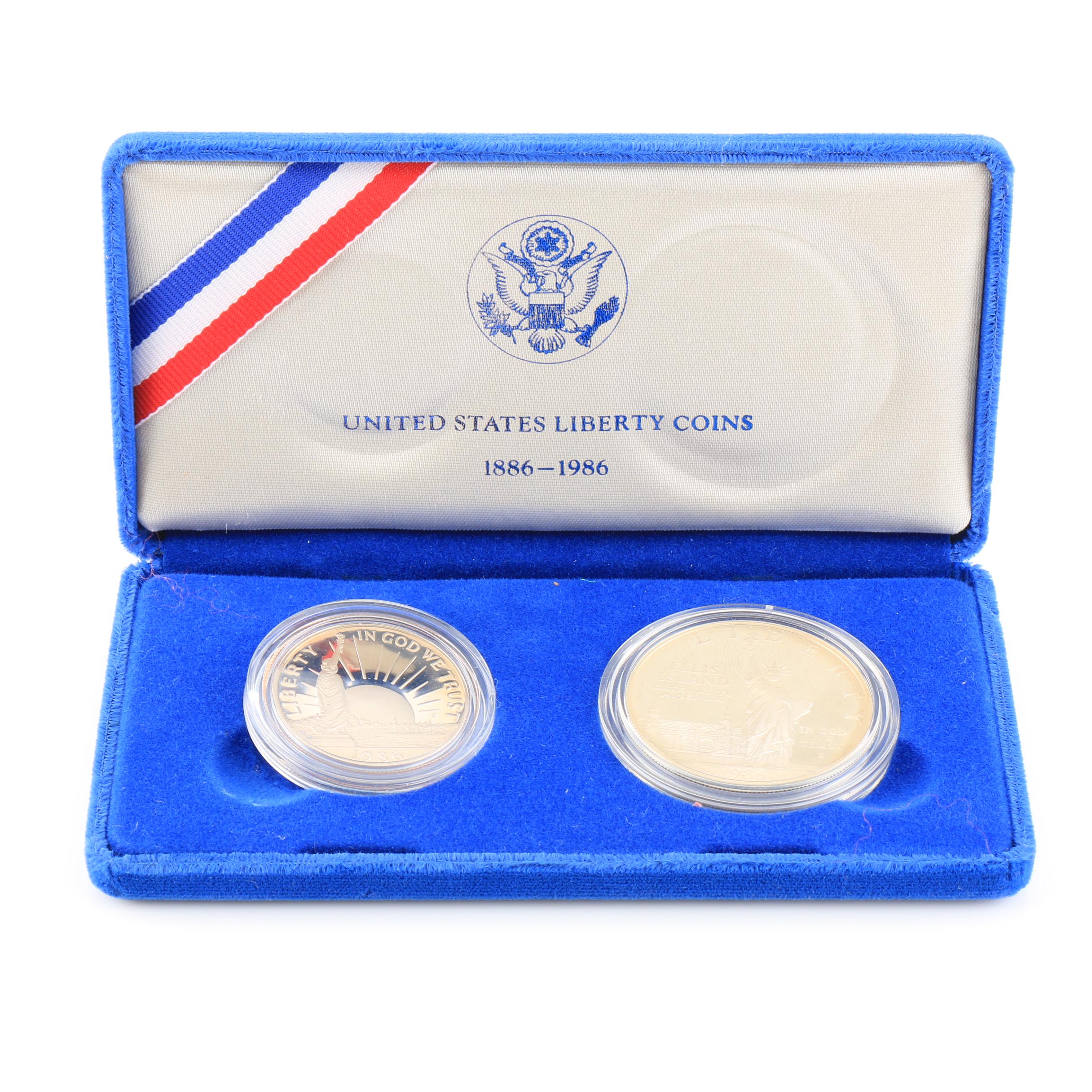 1986-S U.S. Liberty Commemorative Two Coin Proof Set