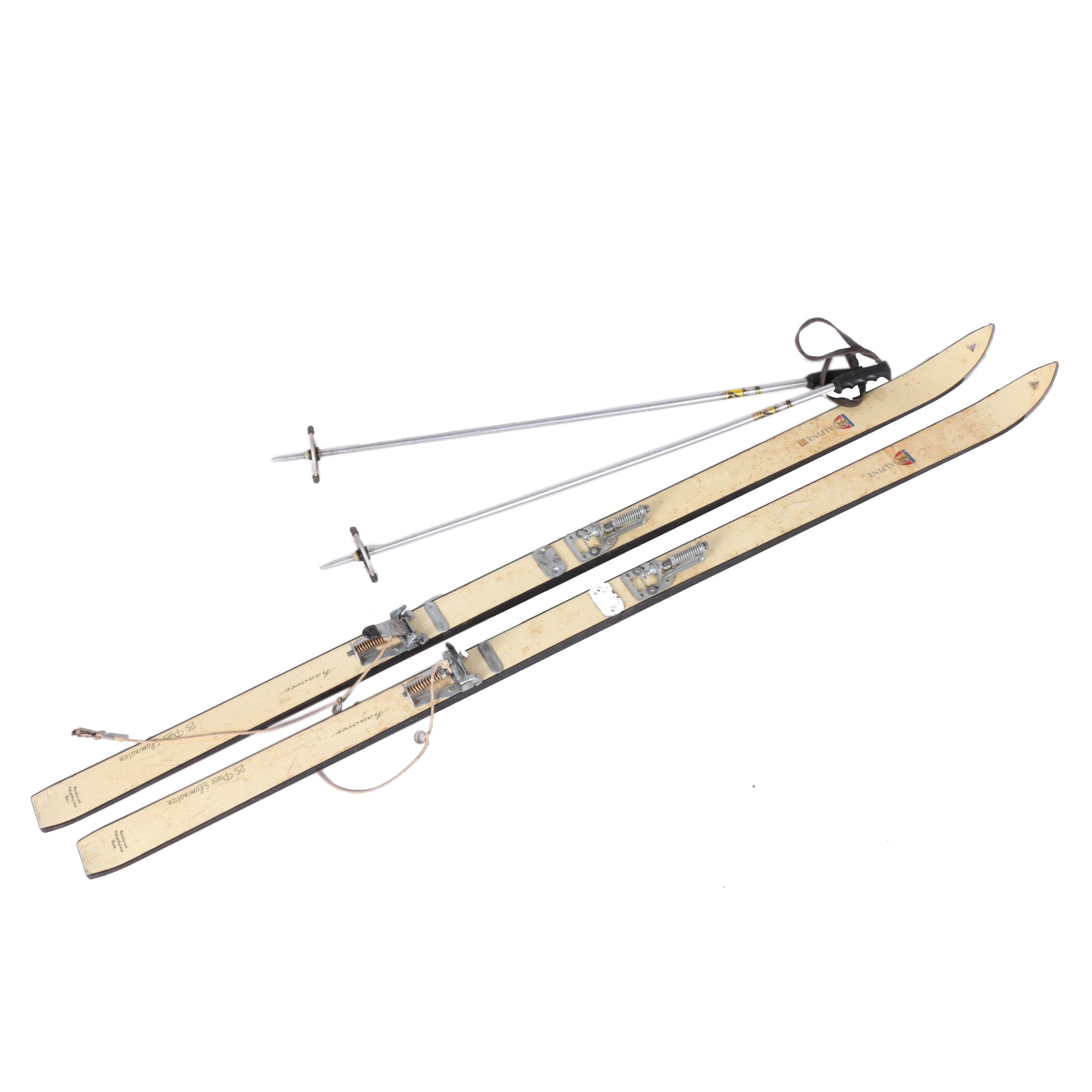 Vintage Hanover Alpine Skis with Poles