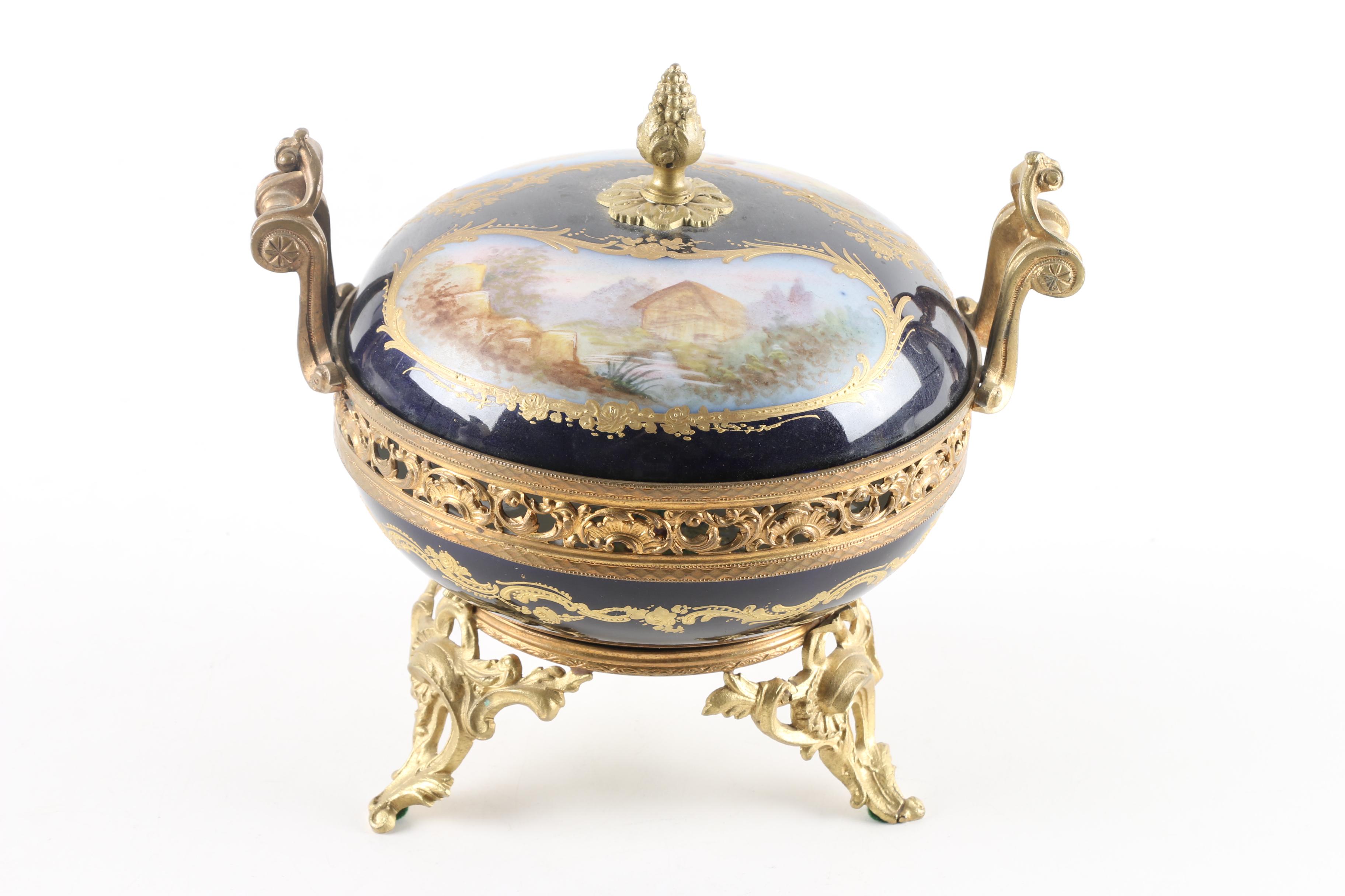 French Sevres Style Porcelain Lidded Potpourri