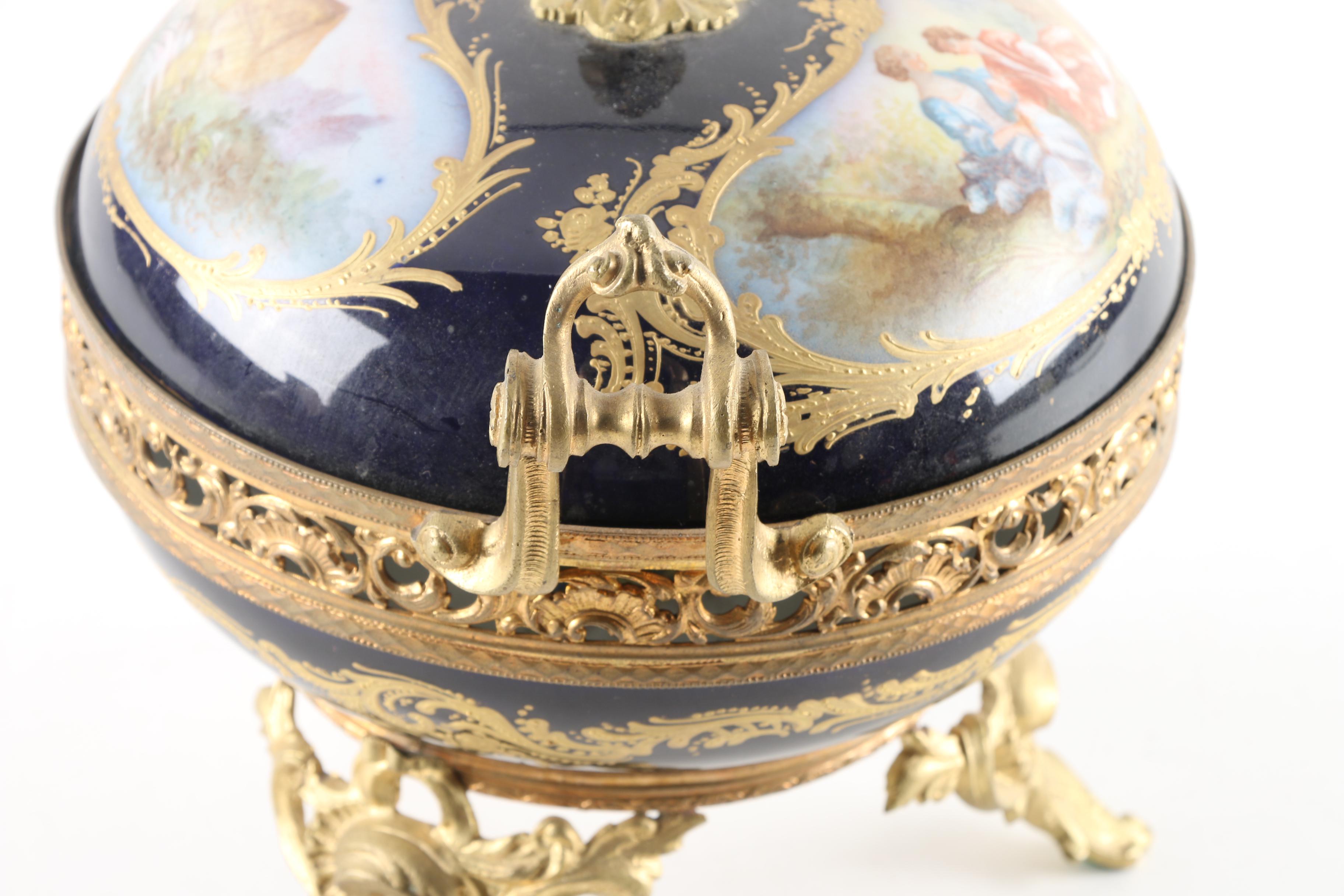 French Sevres Style Porcelain Lidded Potpourri