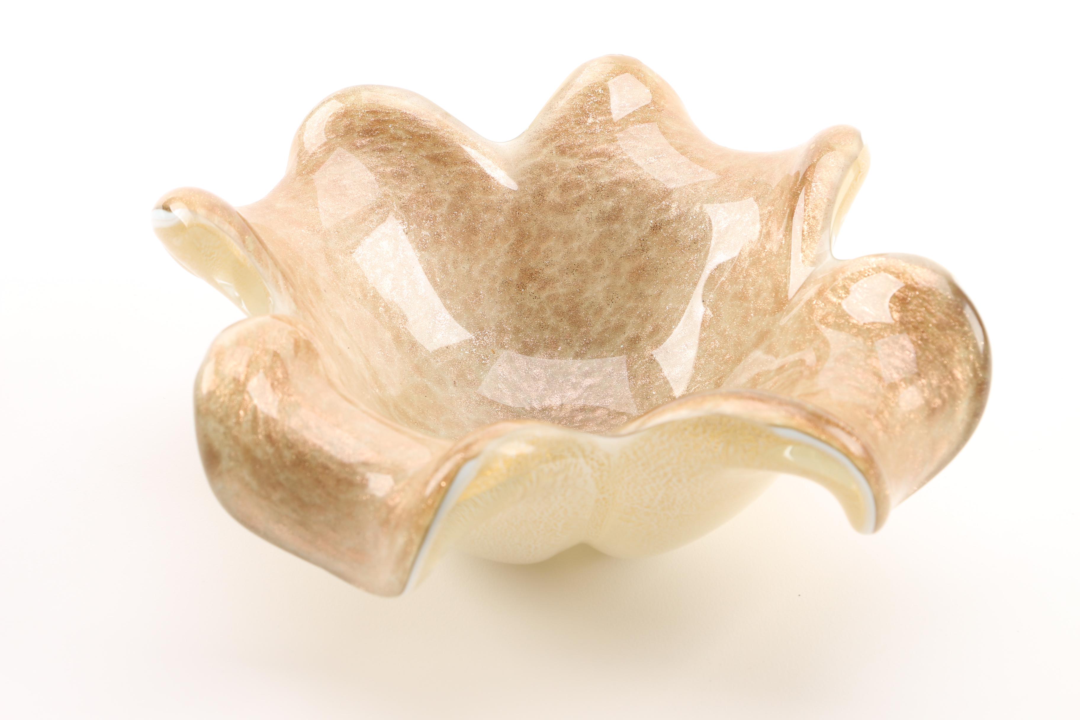 Pair of Murano Style Aventurine Glass Bowls