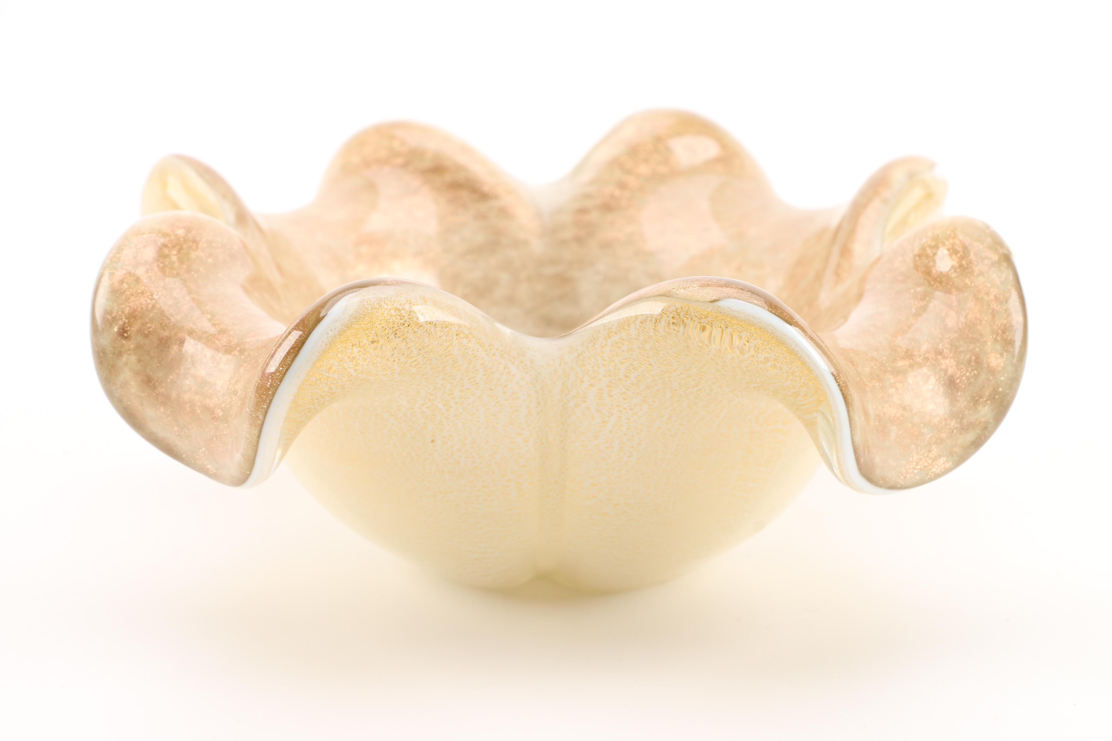 Pair of Murano Style Aventurine Glass Bowls