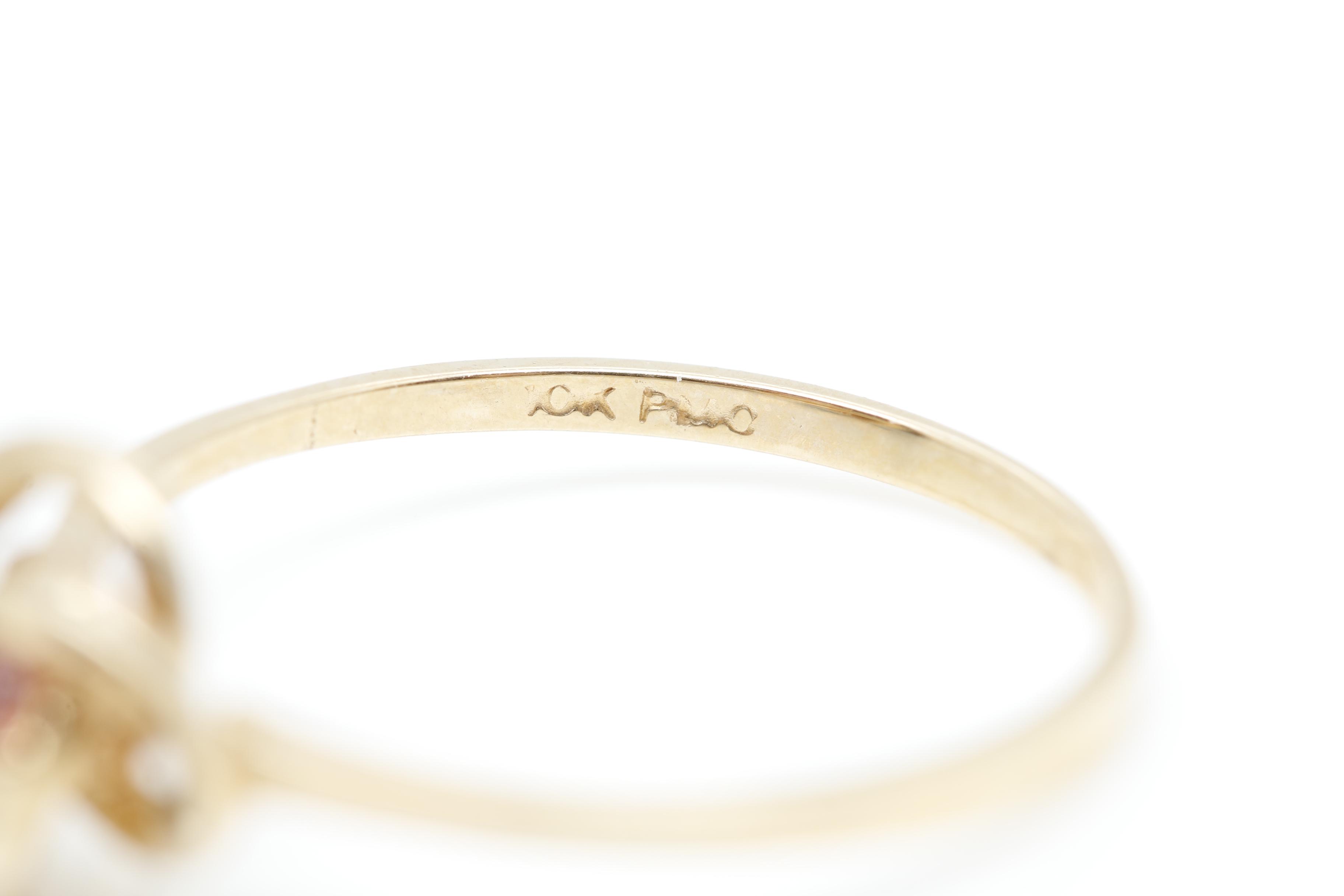 10K Yellow Gold Amethyst Pink Tourmaline and Diamond Rings