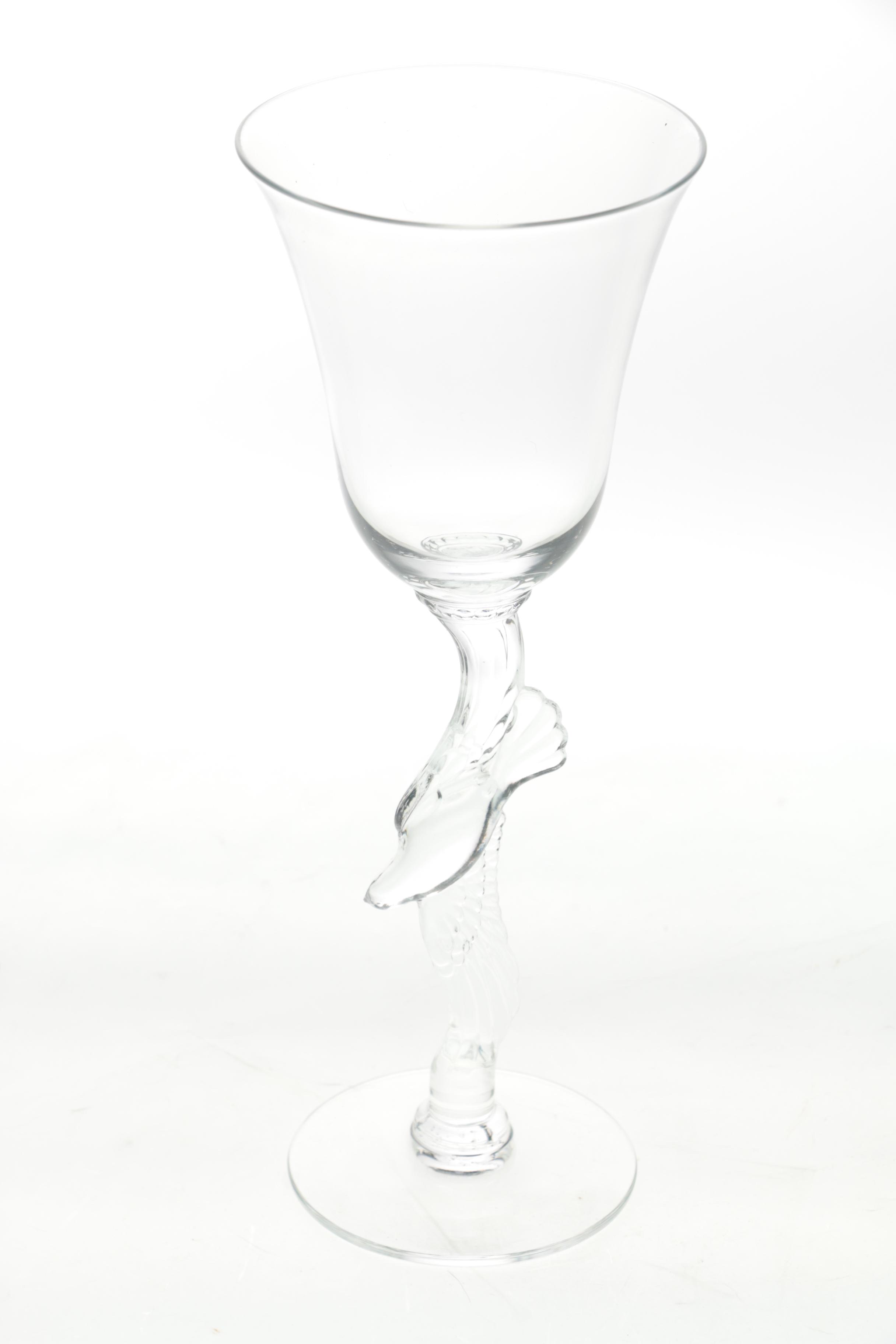 Collection of Nine Wine Glasses With Bird Accented Stems