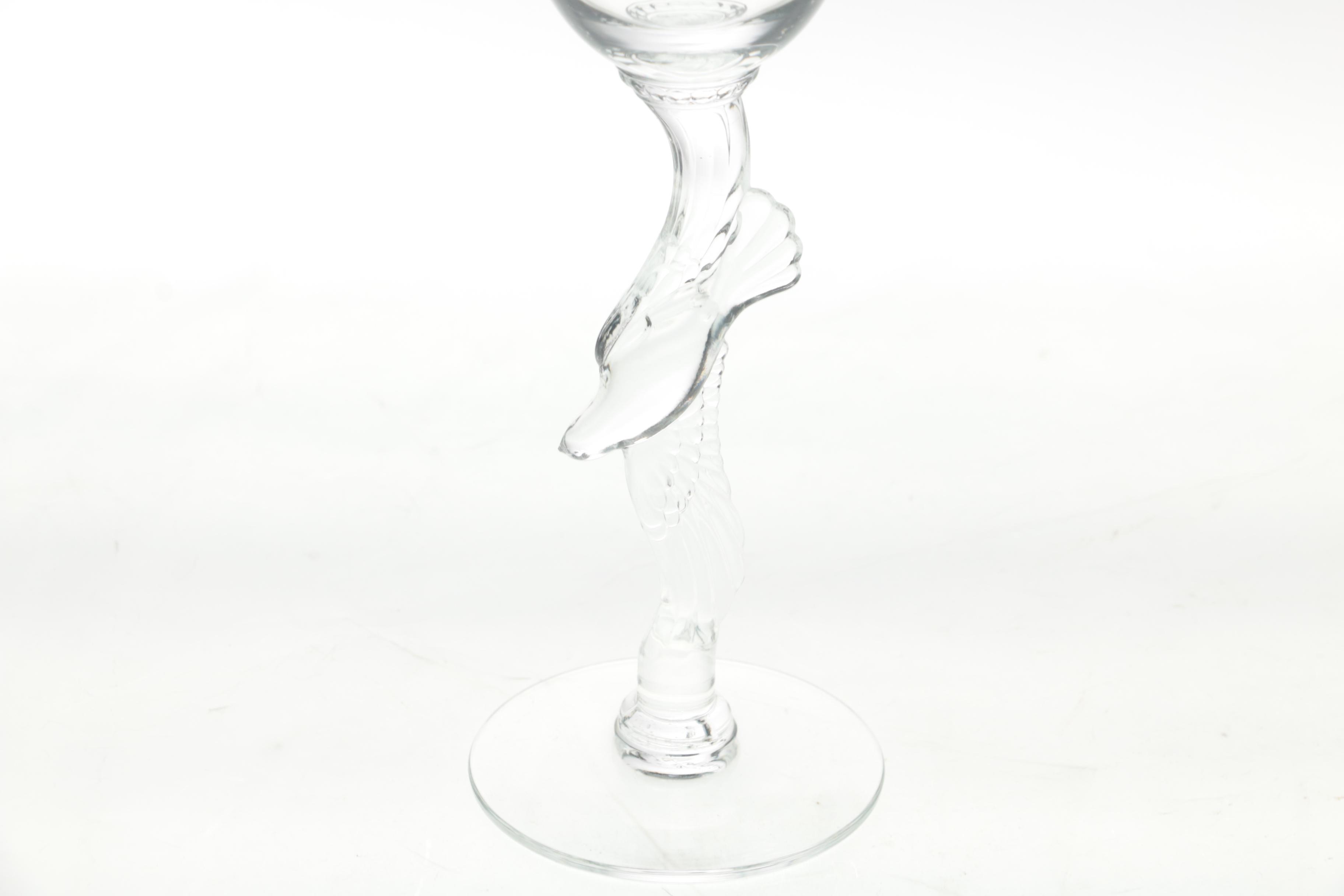 Collection of Nine Wine Glasses With Bird Accented Stems