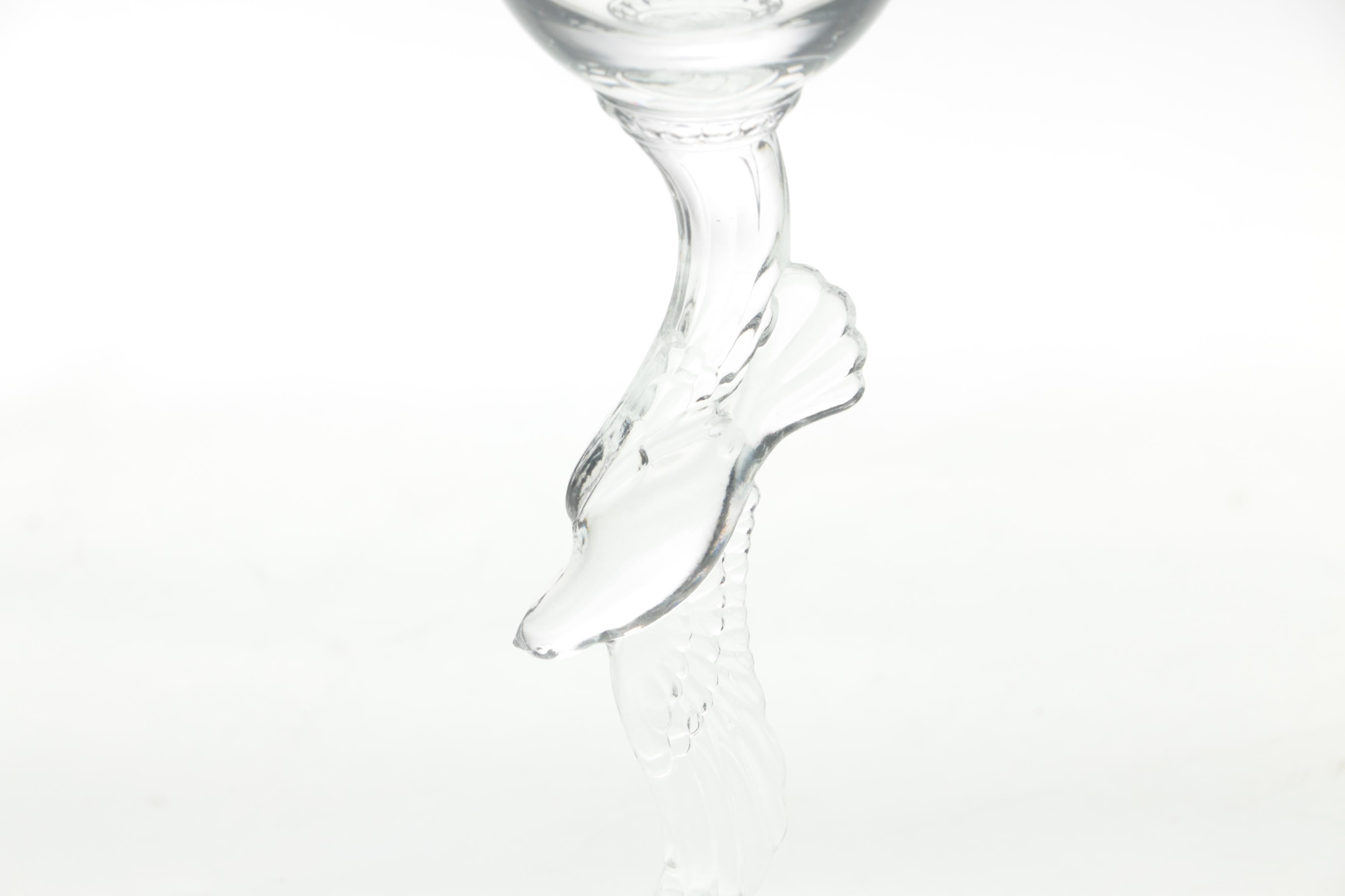 Collection of Nine Wine Glasses With Bird Accented Stems