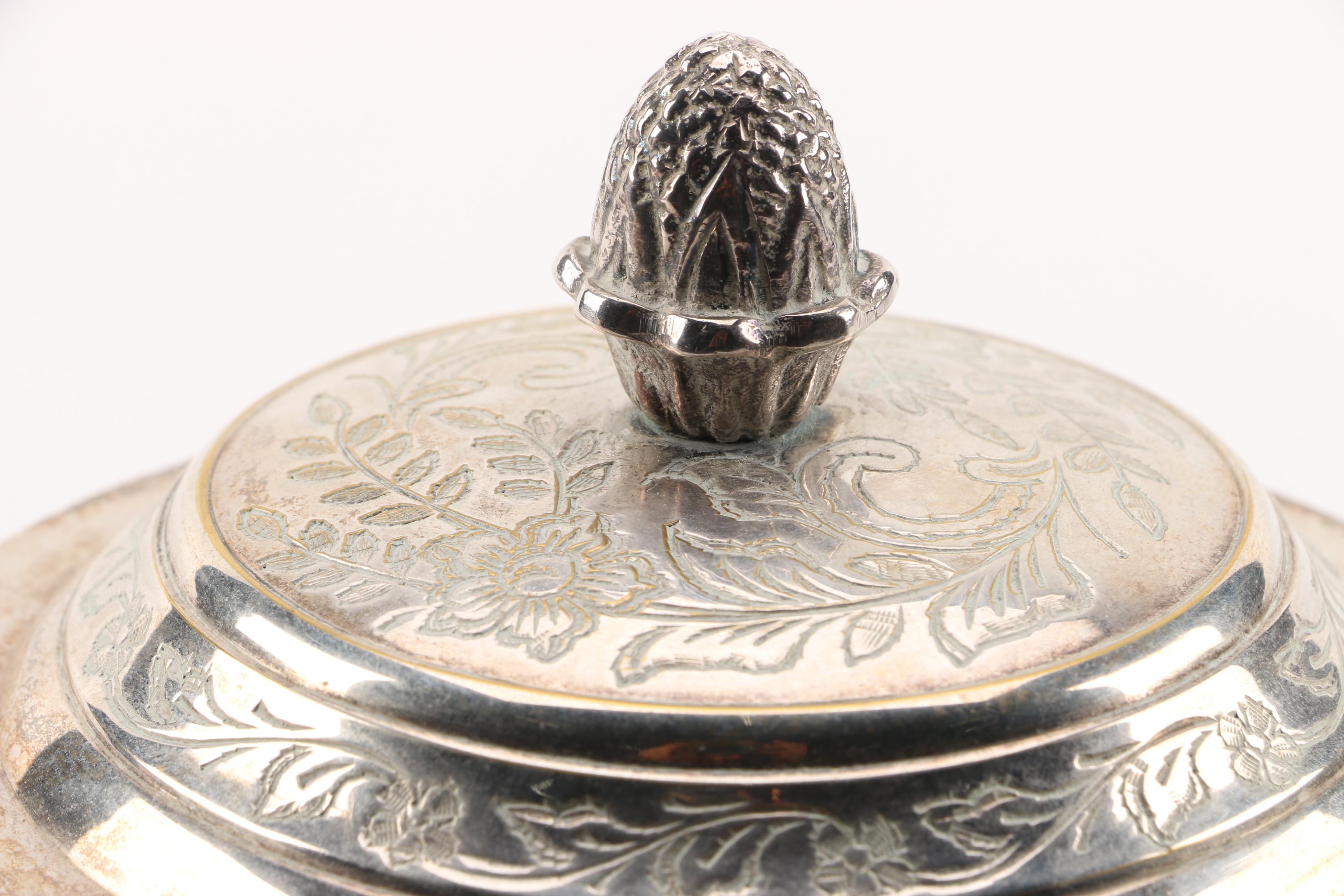 Silver Plate and Cut Glass Biscuit Barrel with Stand