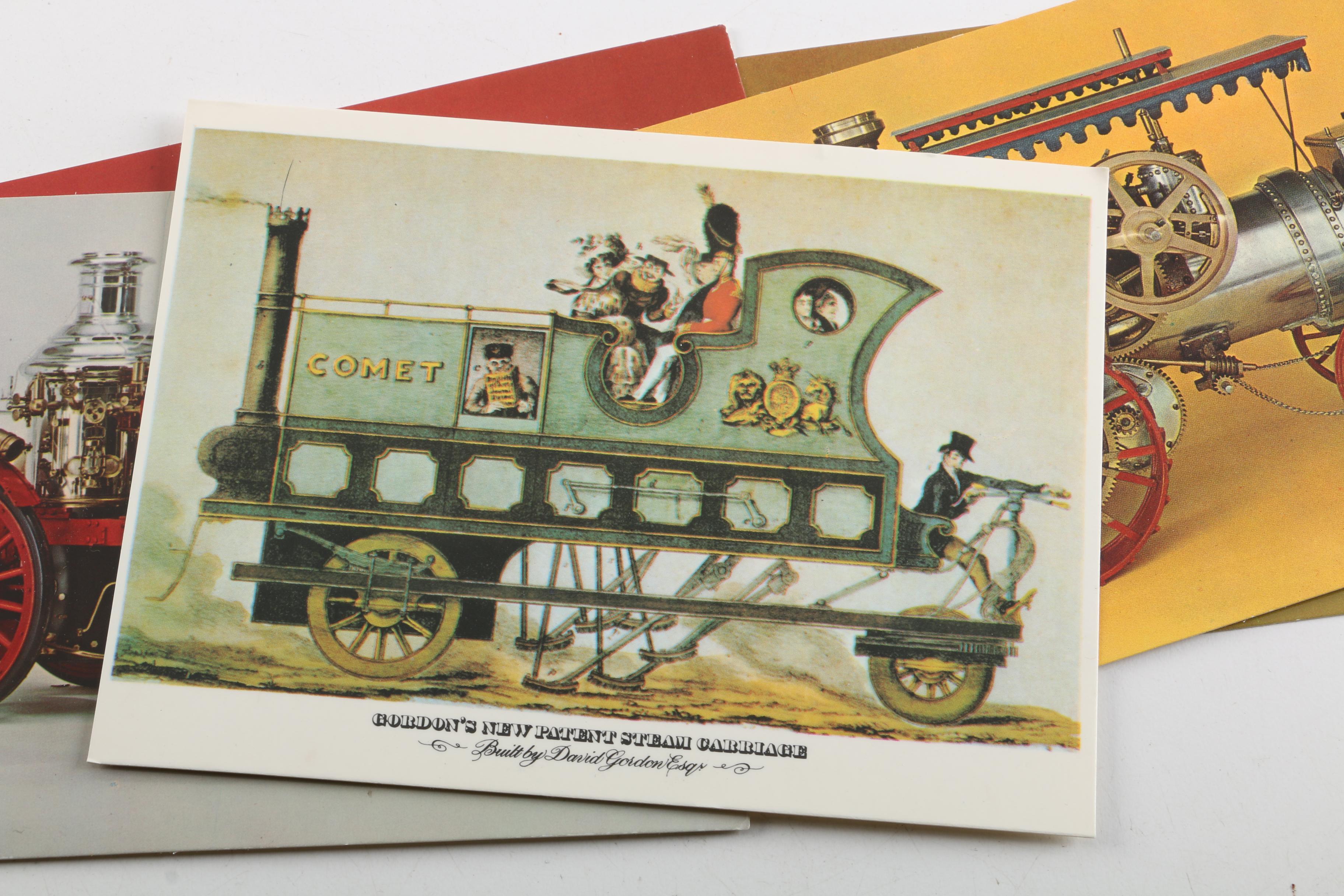 HO Scale Locomotive With Train and Steam Powered Vehicle Themed Postcards