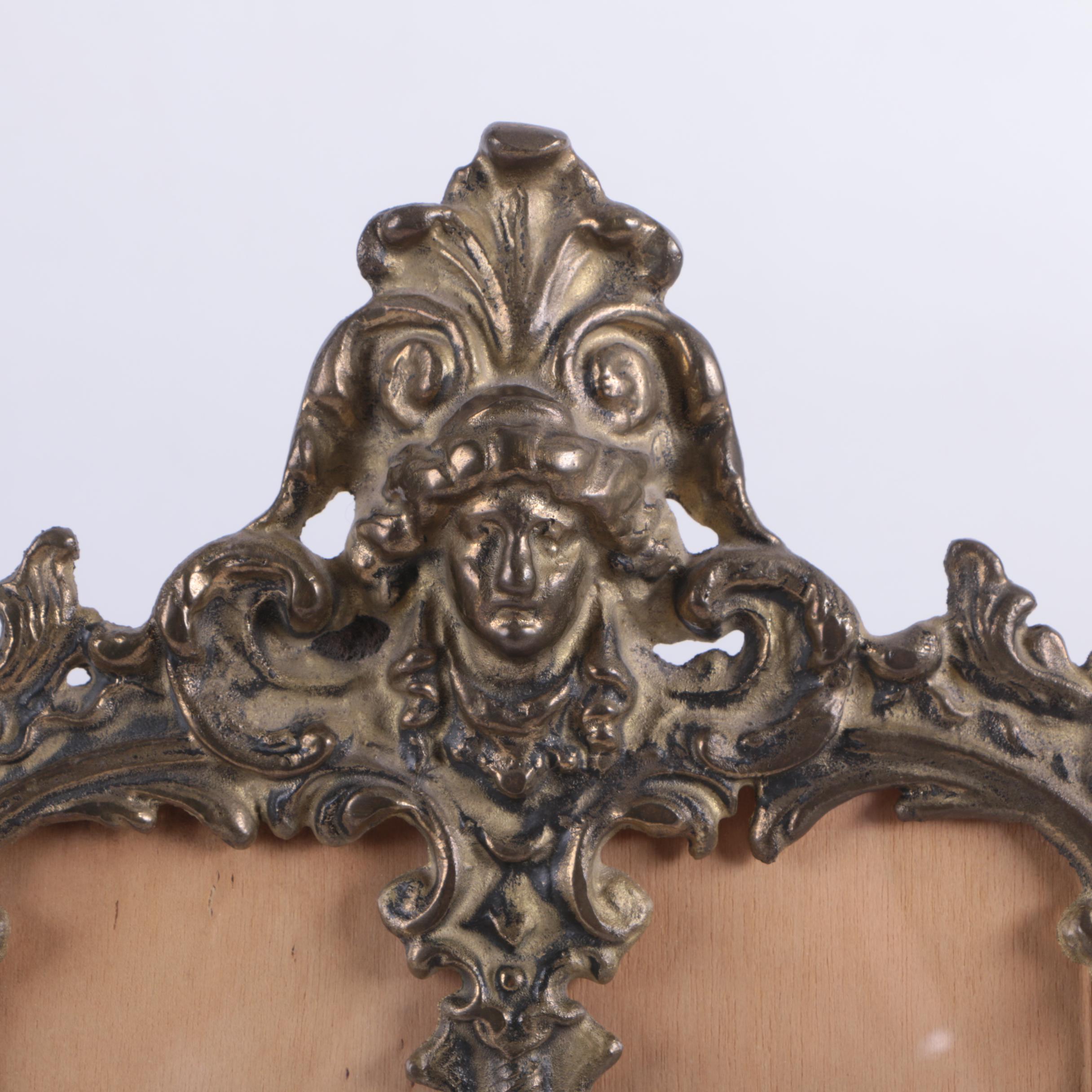 Antique Highly Ornate Patinated Spelter Picture Frame