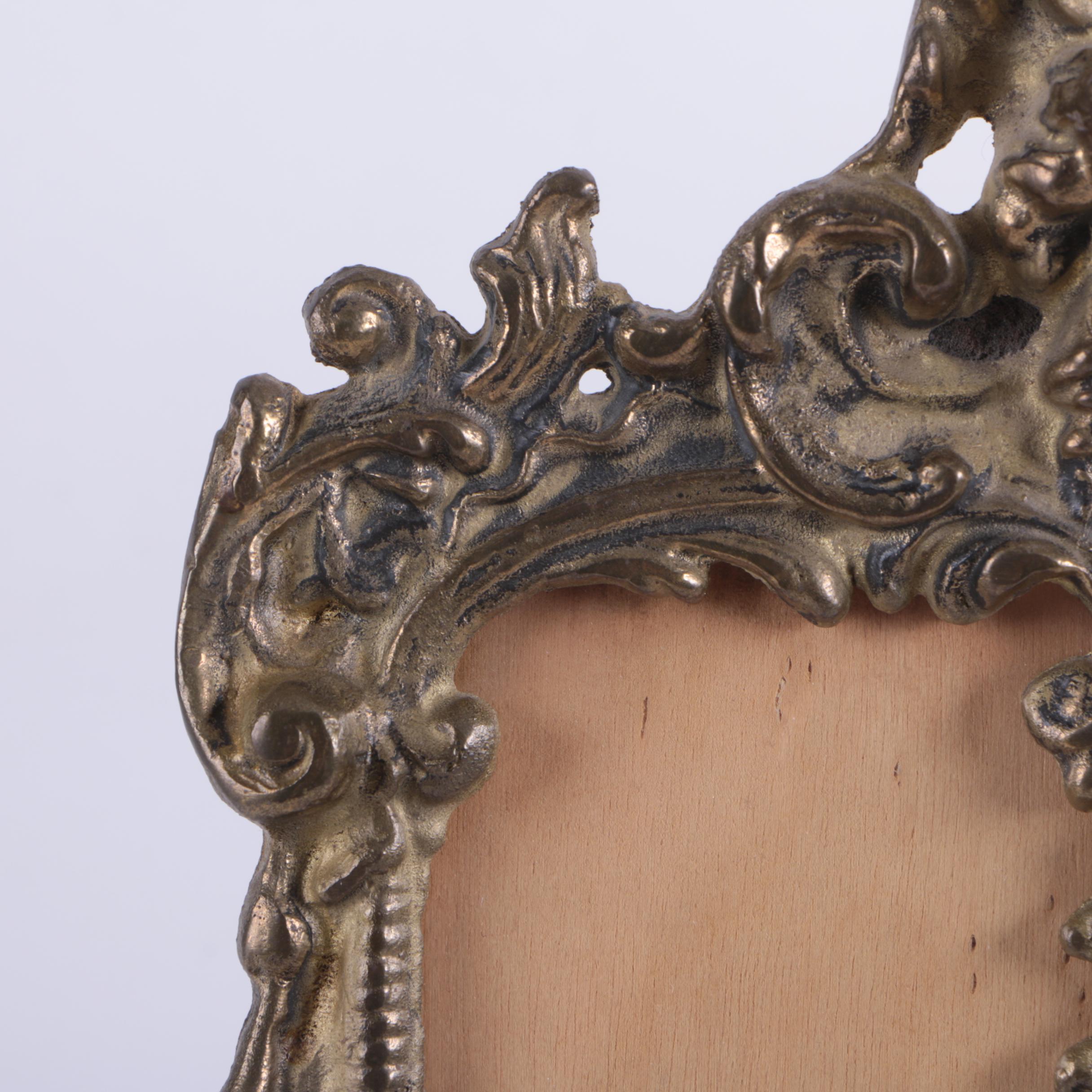 Antique Highly Ornate Patinated Spelter Picture Frame
