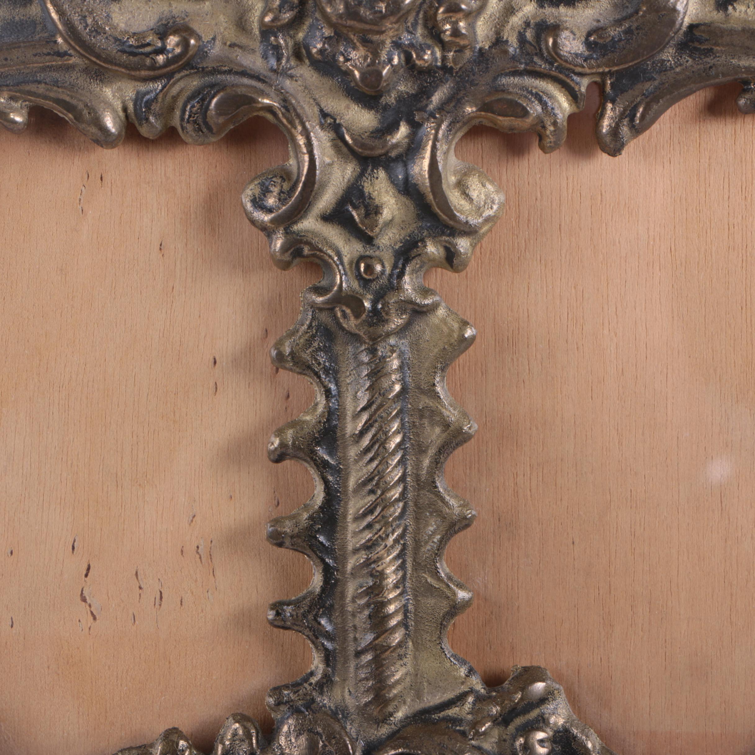 Antique Highly Ornate Patinated Spelter Picture Frame