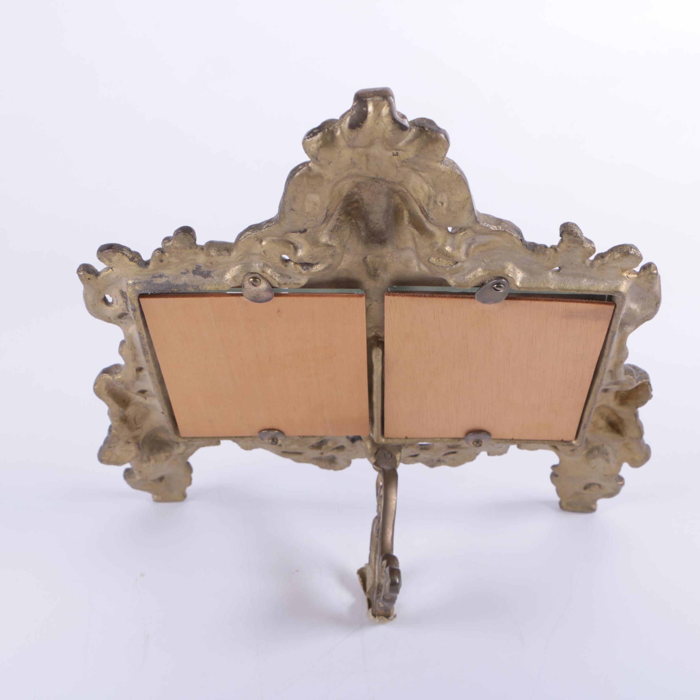 Antique Highly Ornate Patinated Spelter Picture Frame