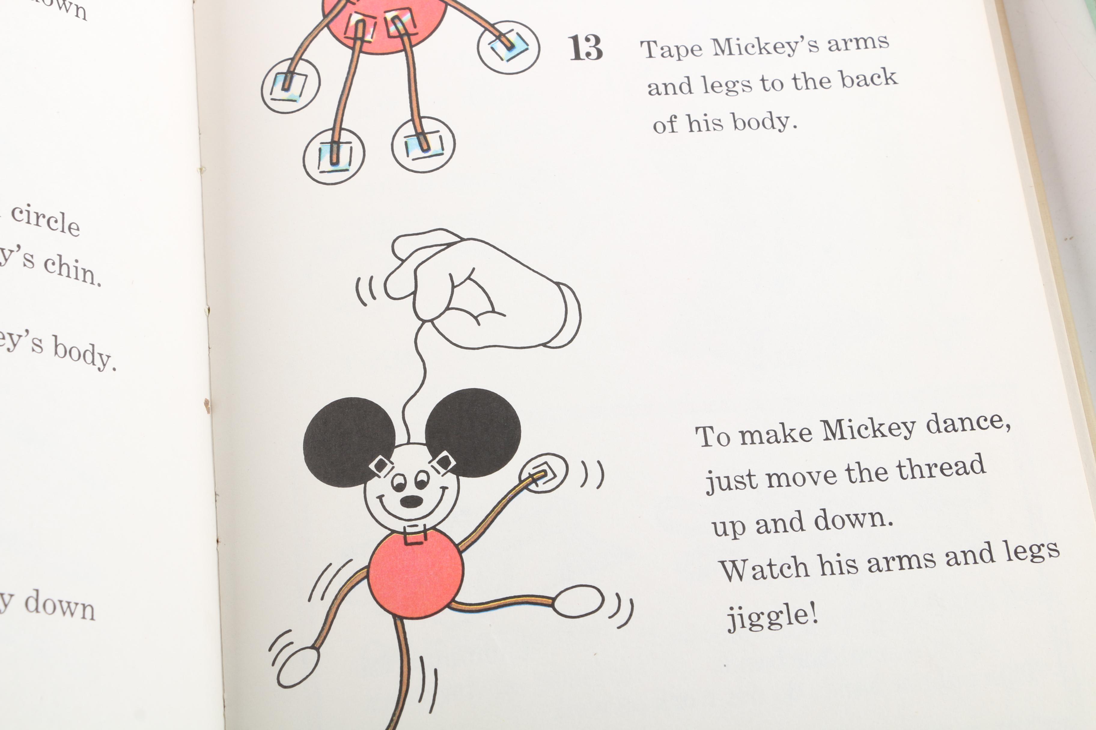 Vintage Mickey Mouse Children's Books and Straw Set