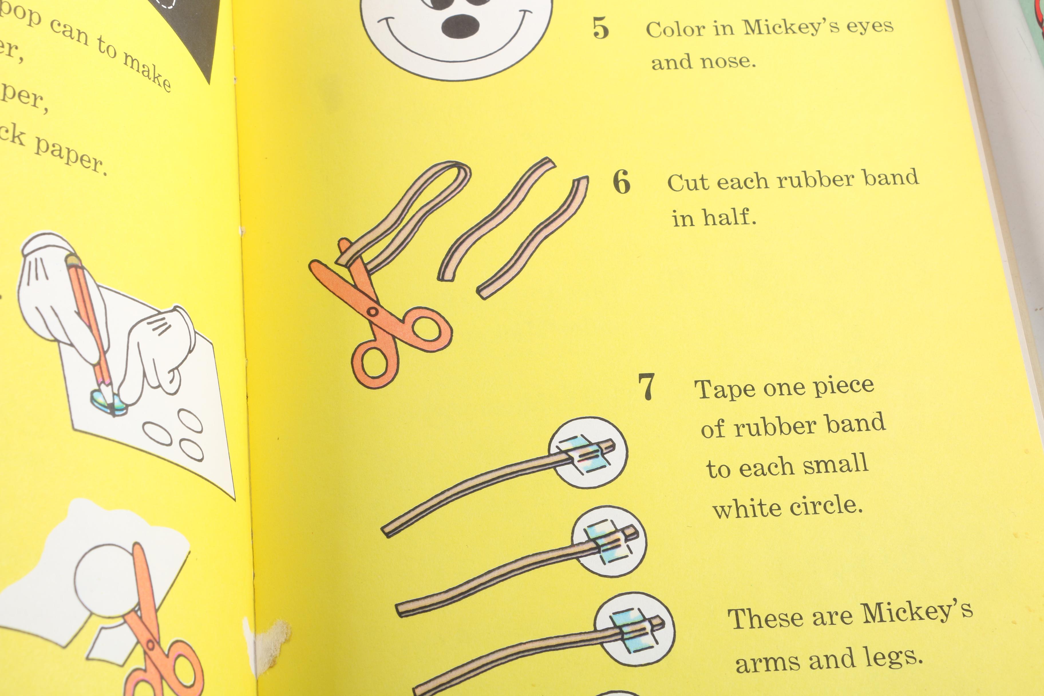 Vintage Mickey Mouse Children's Books and Straw Set