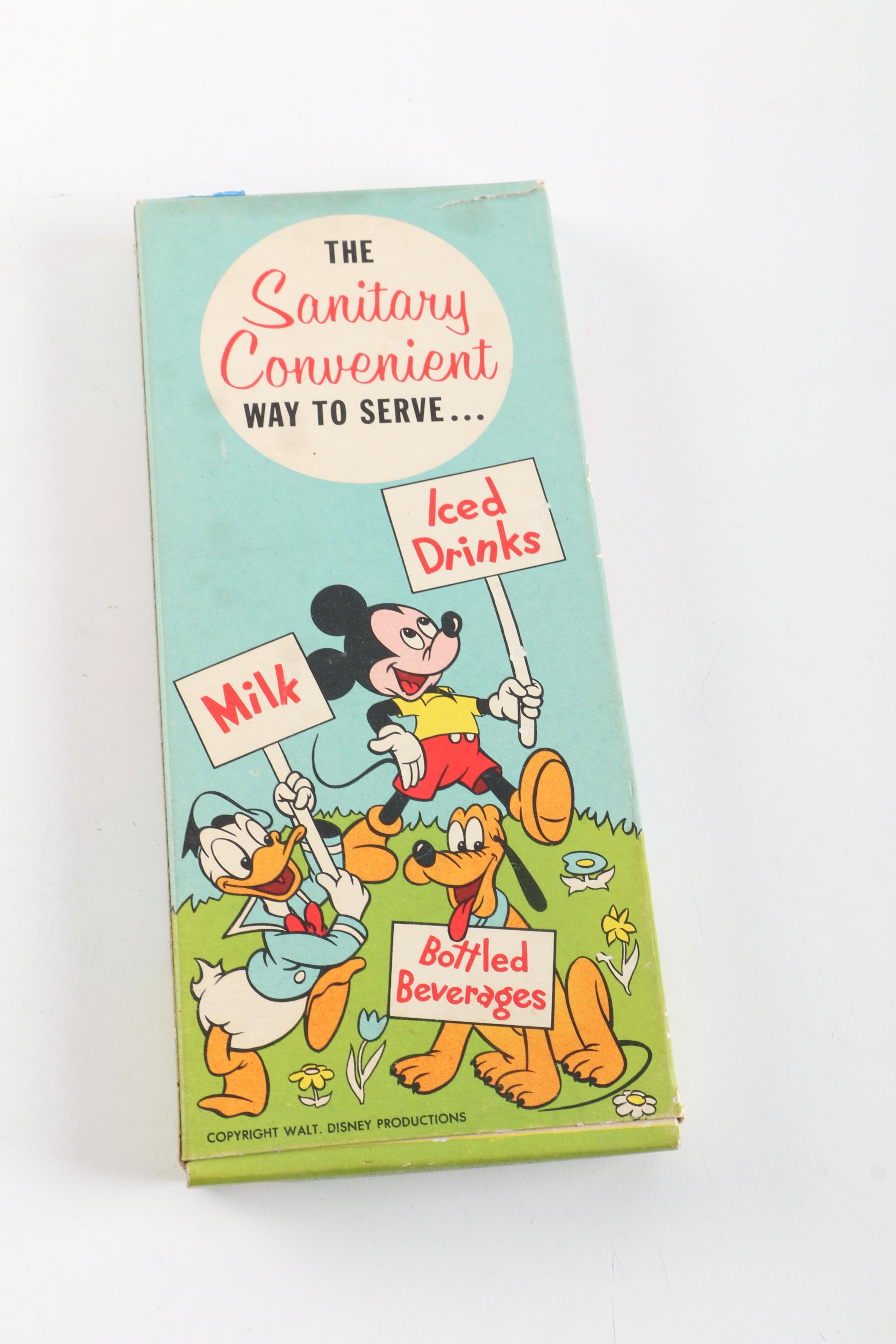 Vintage Mickey Mouse Children's Books and Straw Set