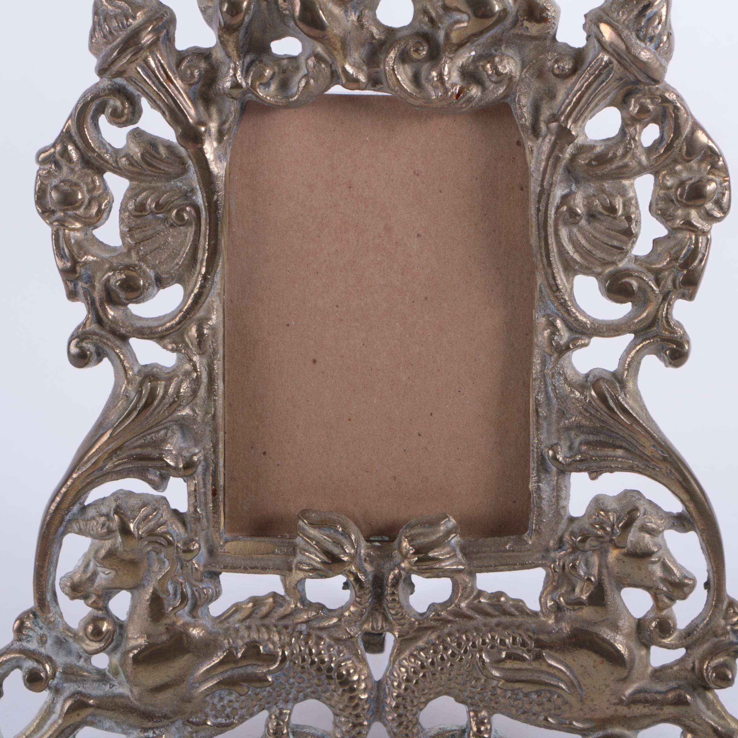 Antique Ornate Patinated Spelter Cherub Picture Frame