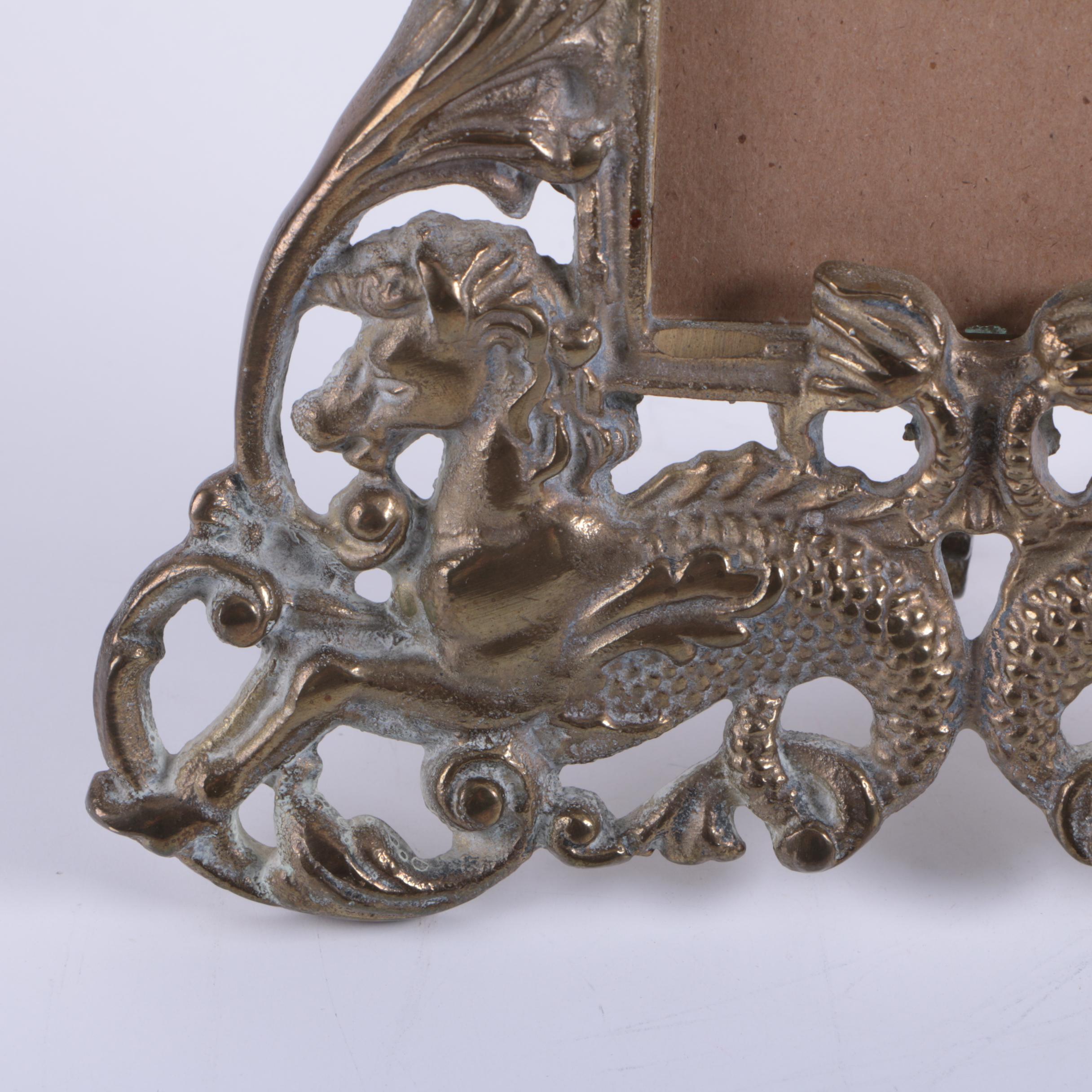 Antique Ornate Patinated Spelter Cherub Picture Frame