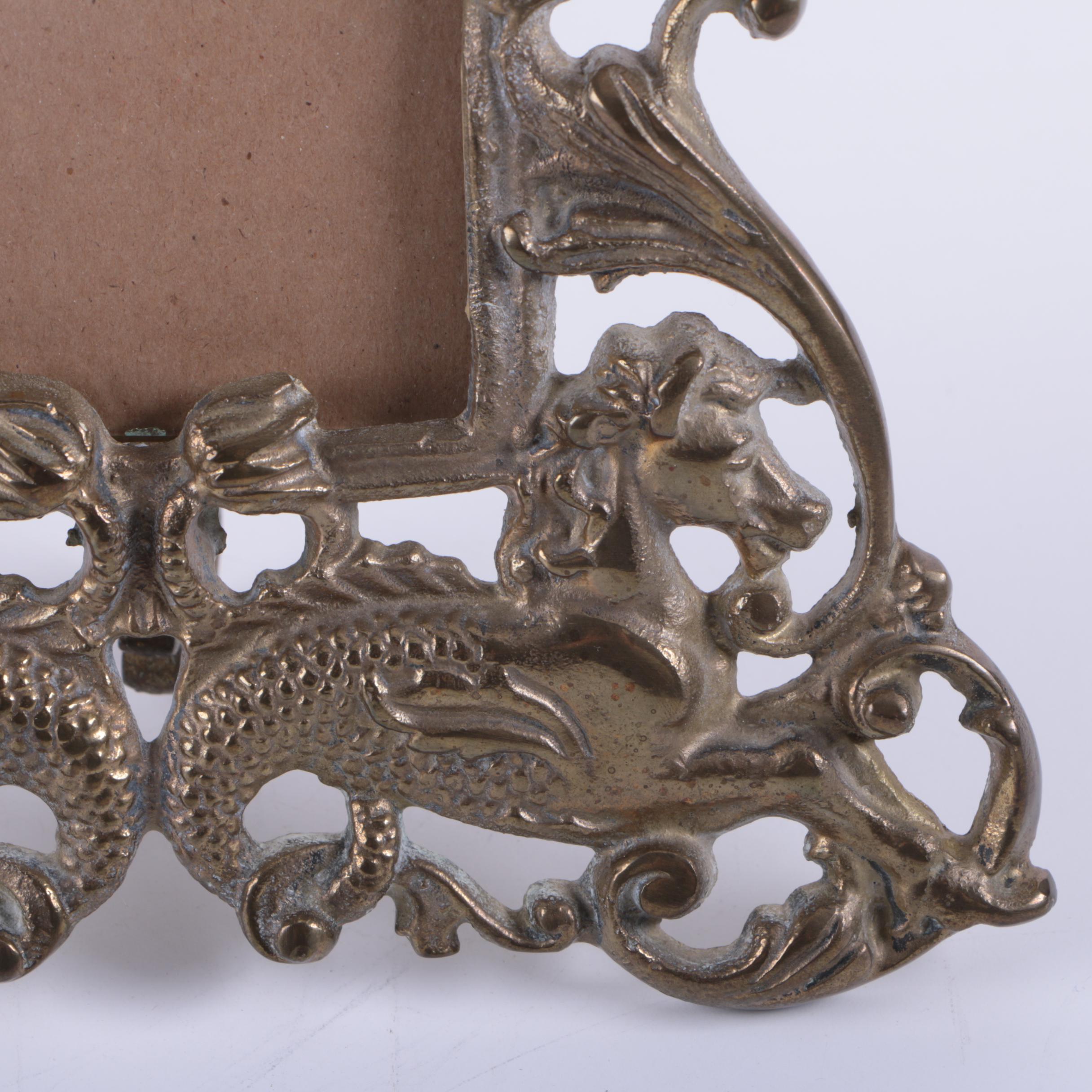 Antique Ornate Patinated Spelter Cherub Picture Frame