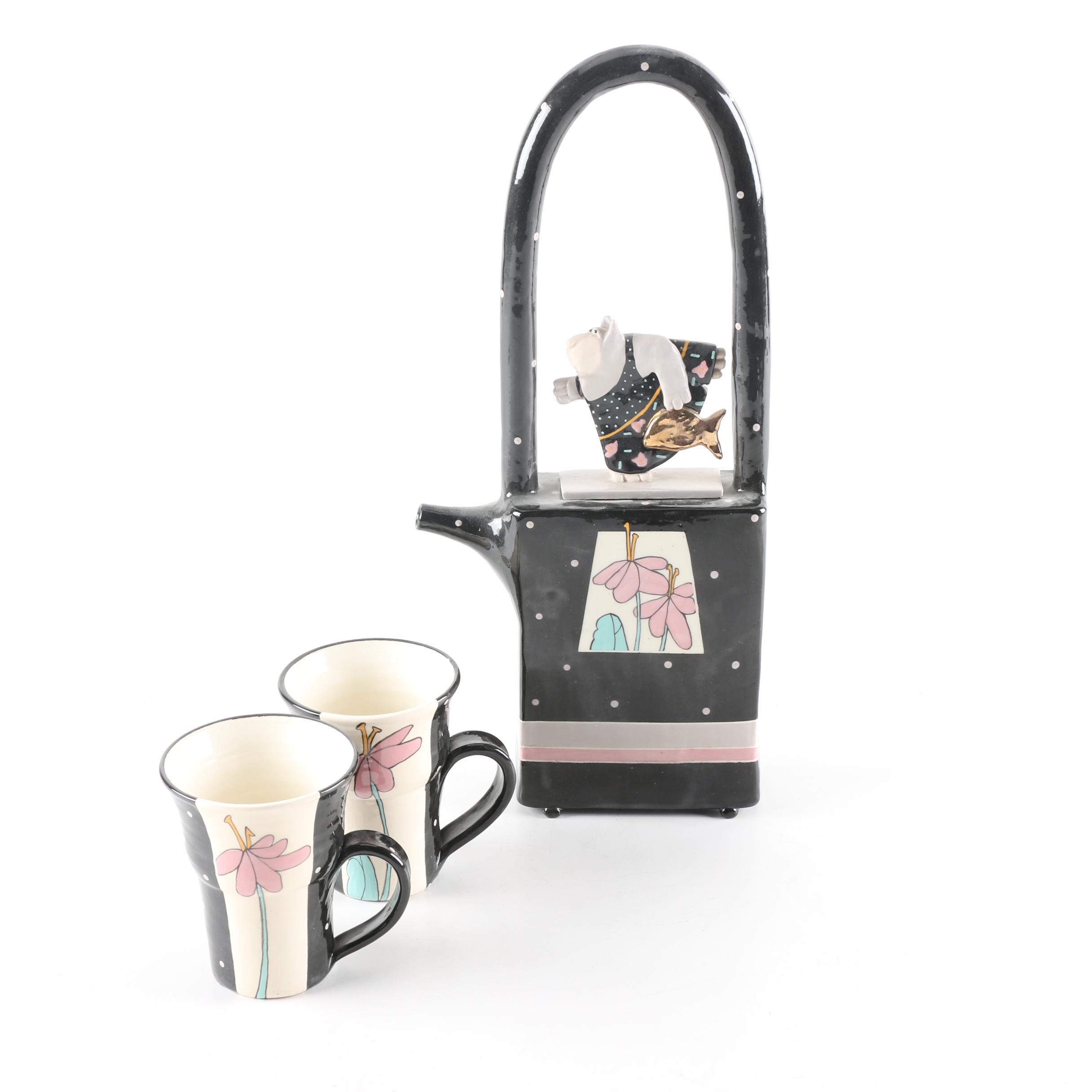 Ceramic Teapot and Cups