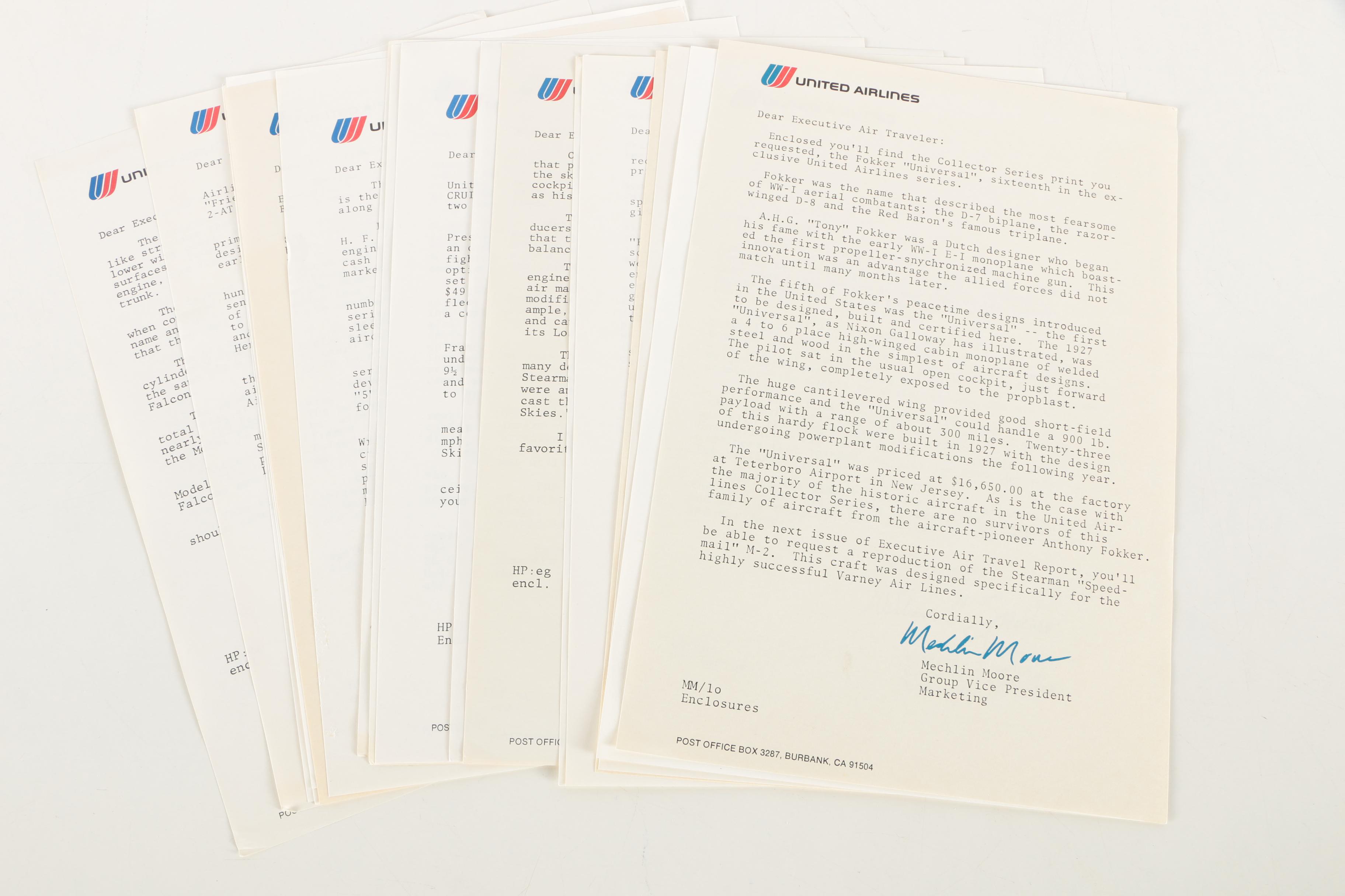 Vintage Offset Lithographic Prints from United Airlines "Collector Series"