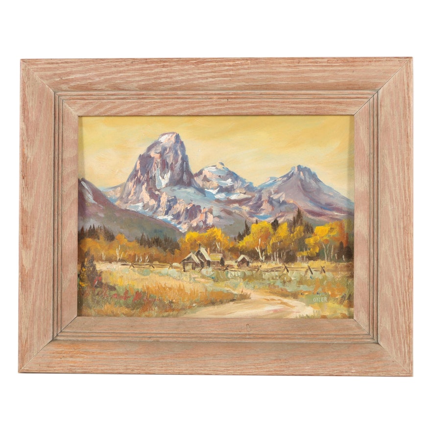 Ina S. Oyler Oil Painting "Grand Tetons, from Snake River Valley"