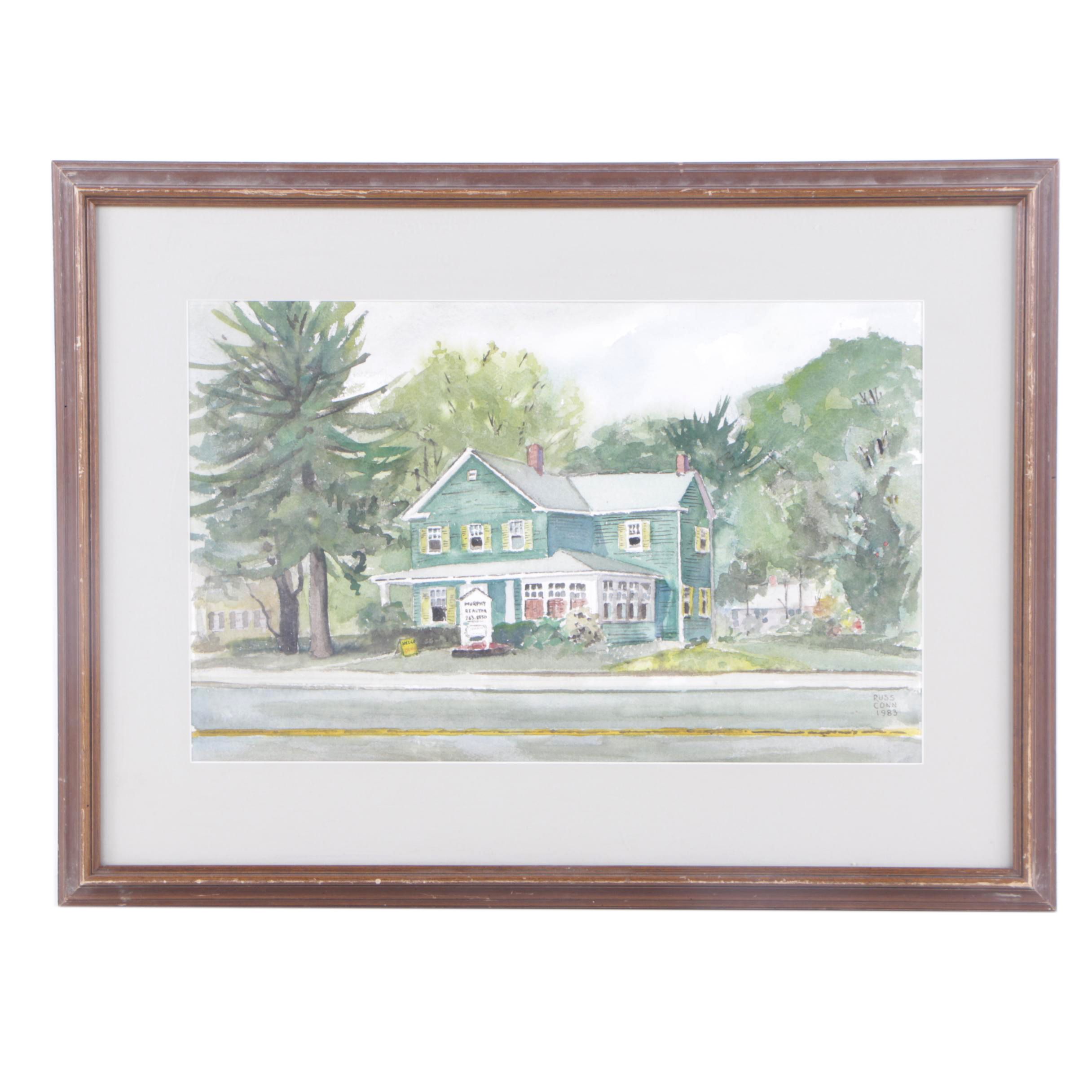 Russ Conn Watercolor Painting "Murphy Green House"